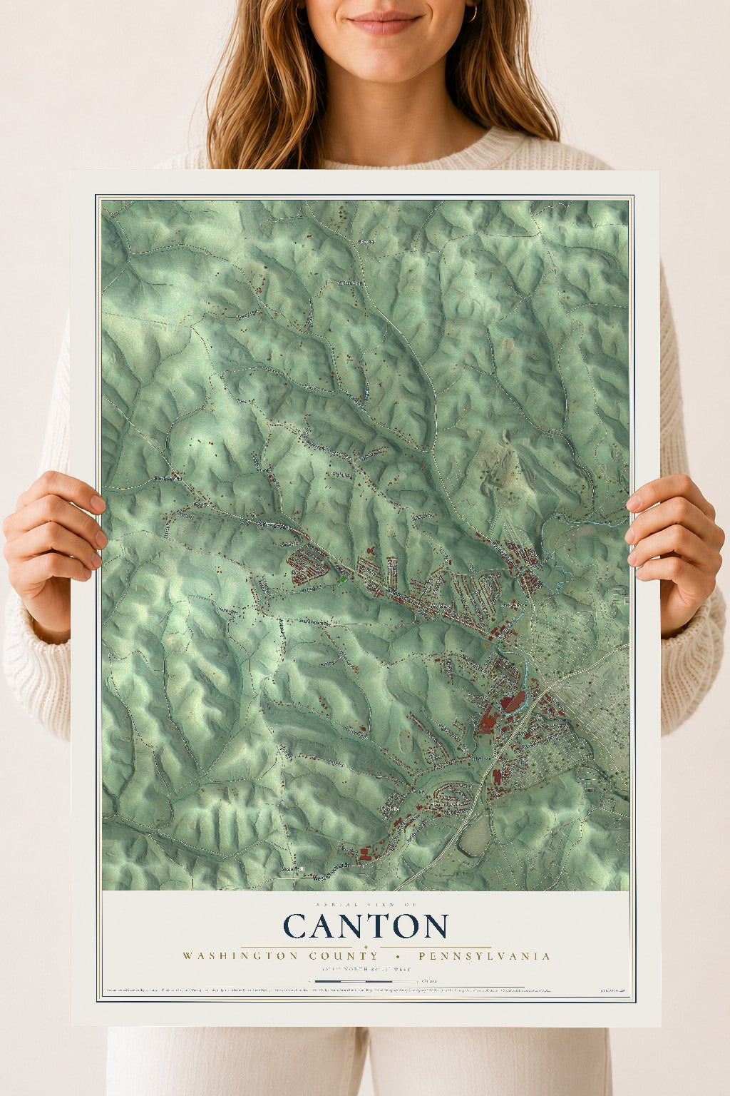 Map of Canton, Washington County, Pennsylvania, 18 x 24 inch unframed archival matte print