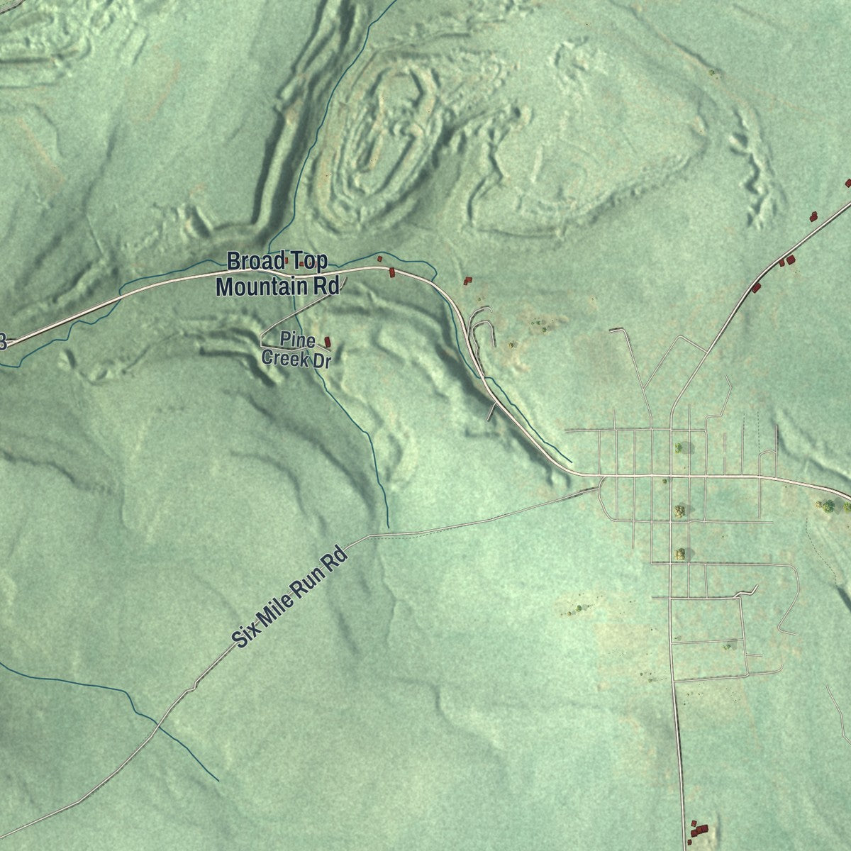 Close-up of the map of Carbon, Pennsylvania print showing street and building detail