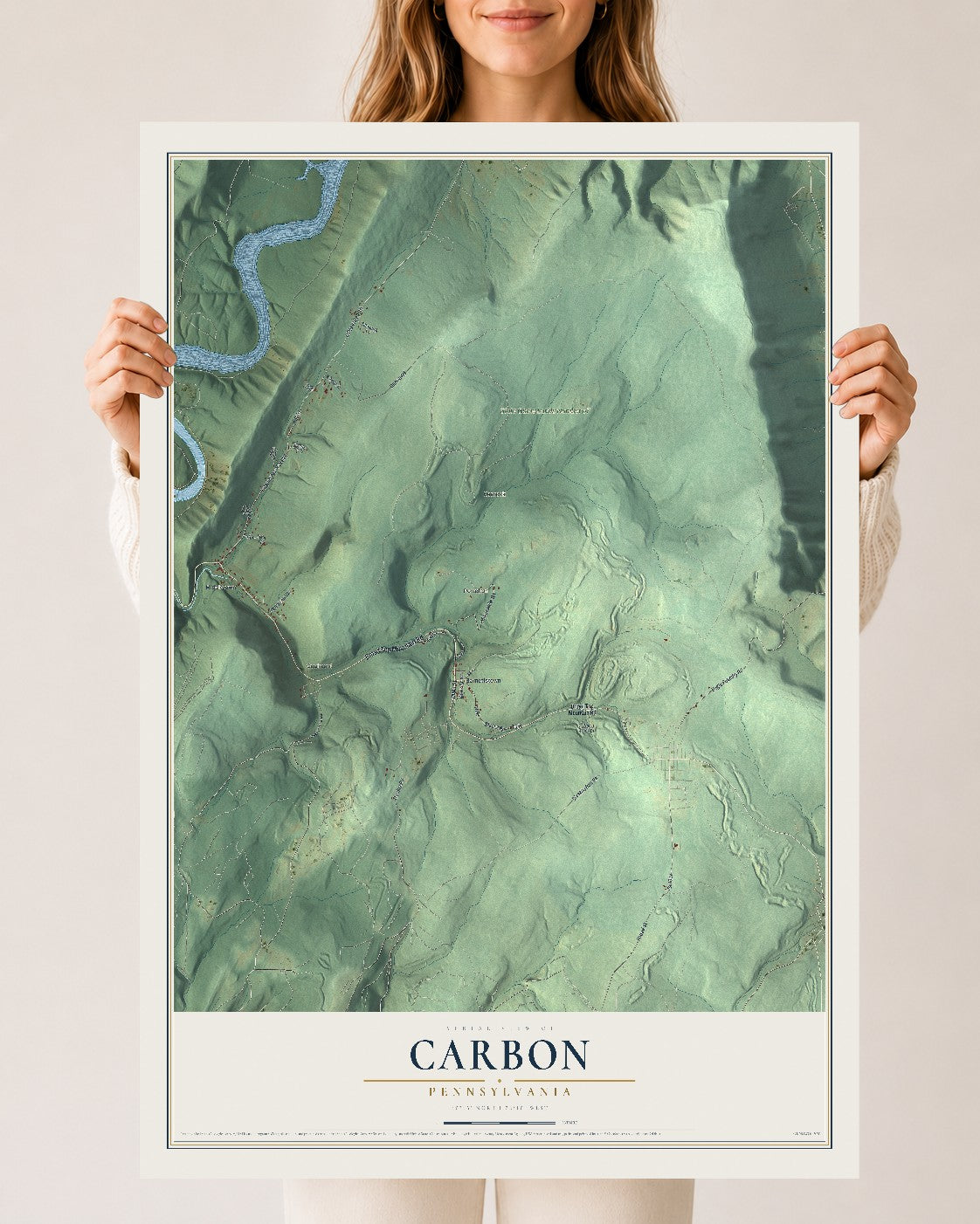 Map of Carbon, Pennsylvania, 24 x 36 inch unframed archival matte print