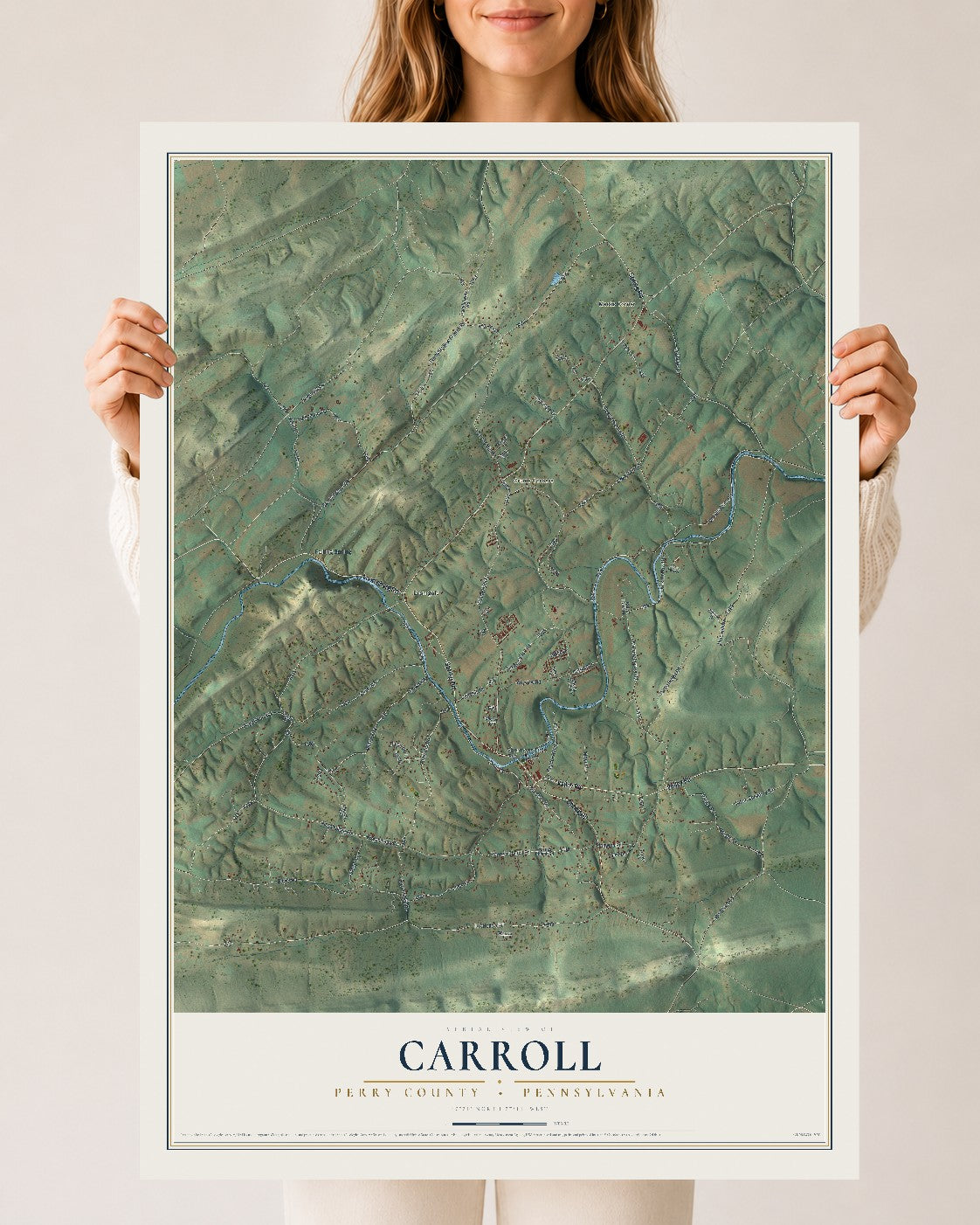 Map of Carroll, Perry County, Pennsylvania, 24 x 36 inch unframed archival matte print
