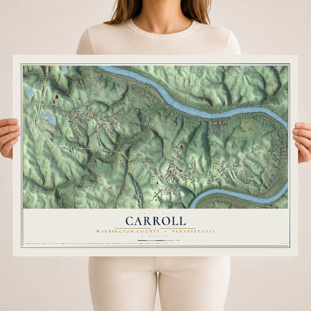 Map of Carroll, Washington County, Pennsylvania, 18 x 24 inch unframed archival matte print