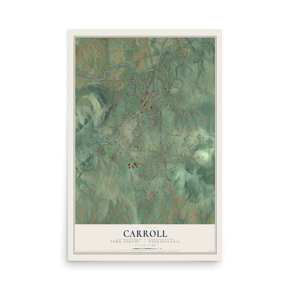 Map of Carroll, York County, Pennsylvania, 12 x 18 inch unframed archival matte print