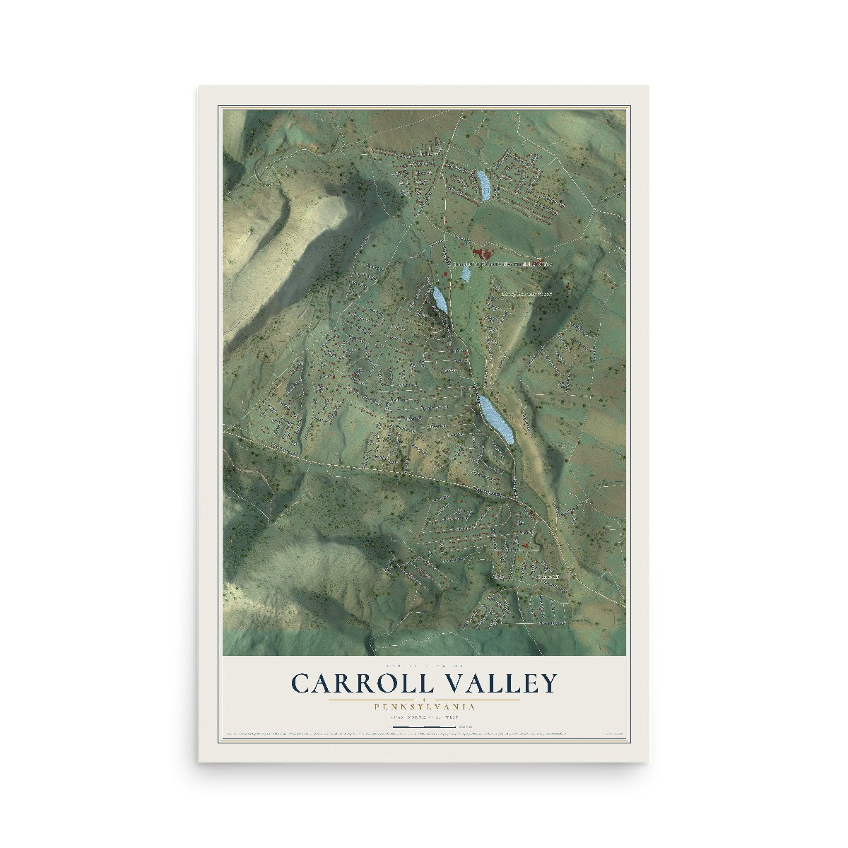 Map of Carroll Valley, Pennsylvania, 12 x 18 inch unframed archival matte print
