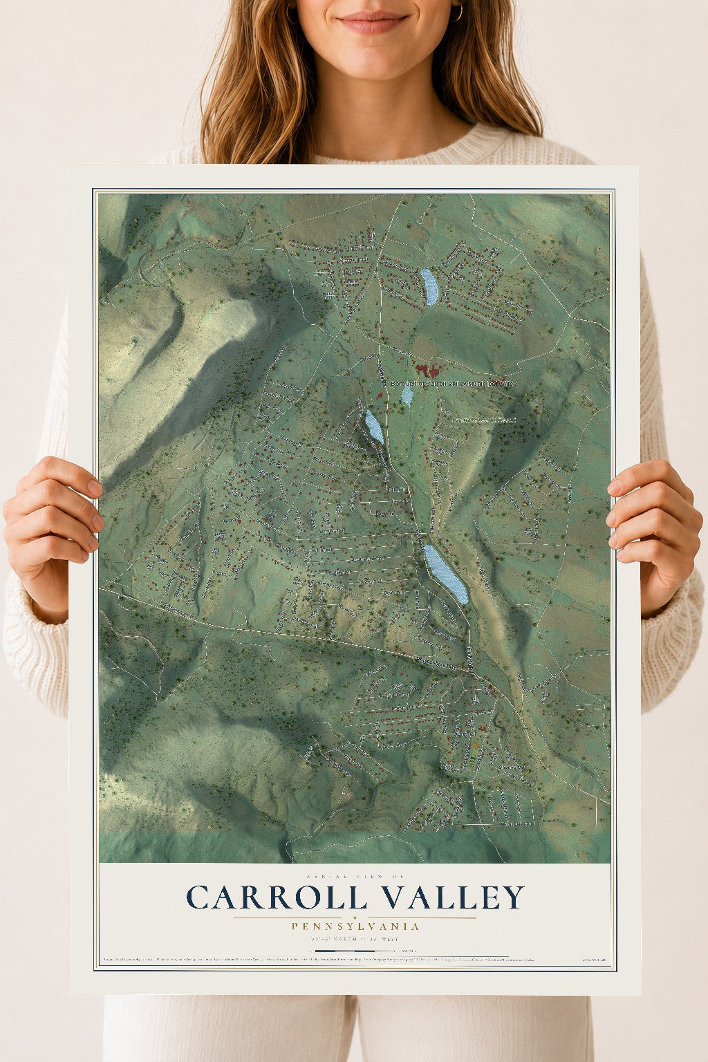 Map of Carroll Valley, Pennsylvania, 18 x 24 inch unframed archival matte print
