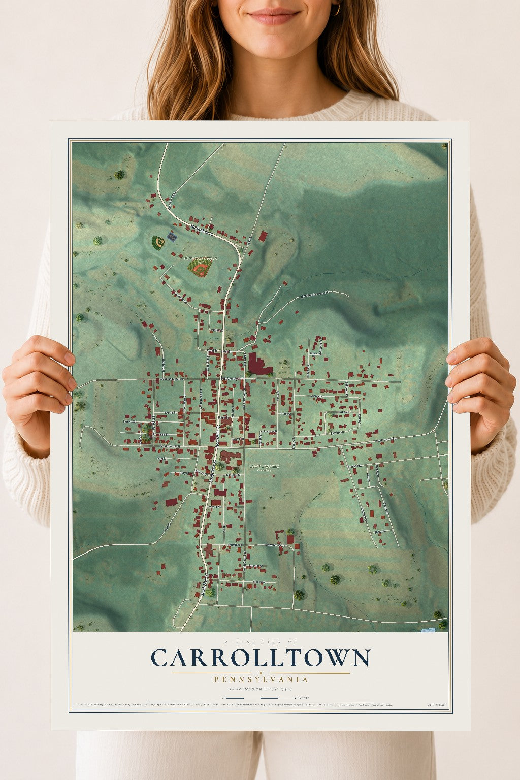 Map of Carrolltown, Pennsylvania, 18 x 24 inch unframed archival matte print