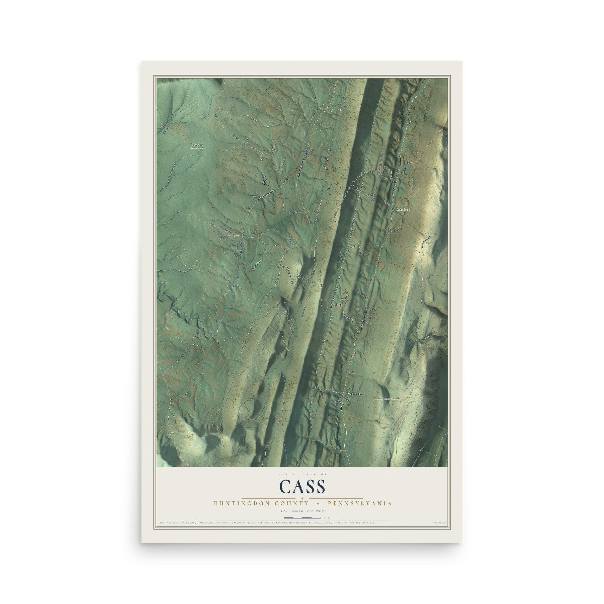 Map of Cass, Huntingdon County, Pennsylvania, 12 x 18 inch unframed archival matte print