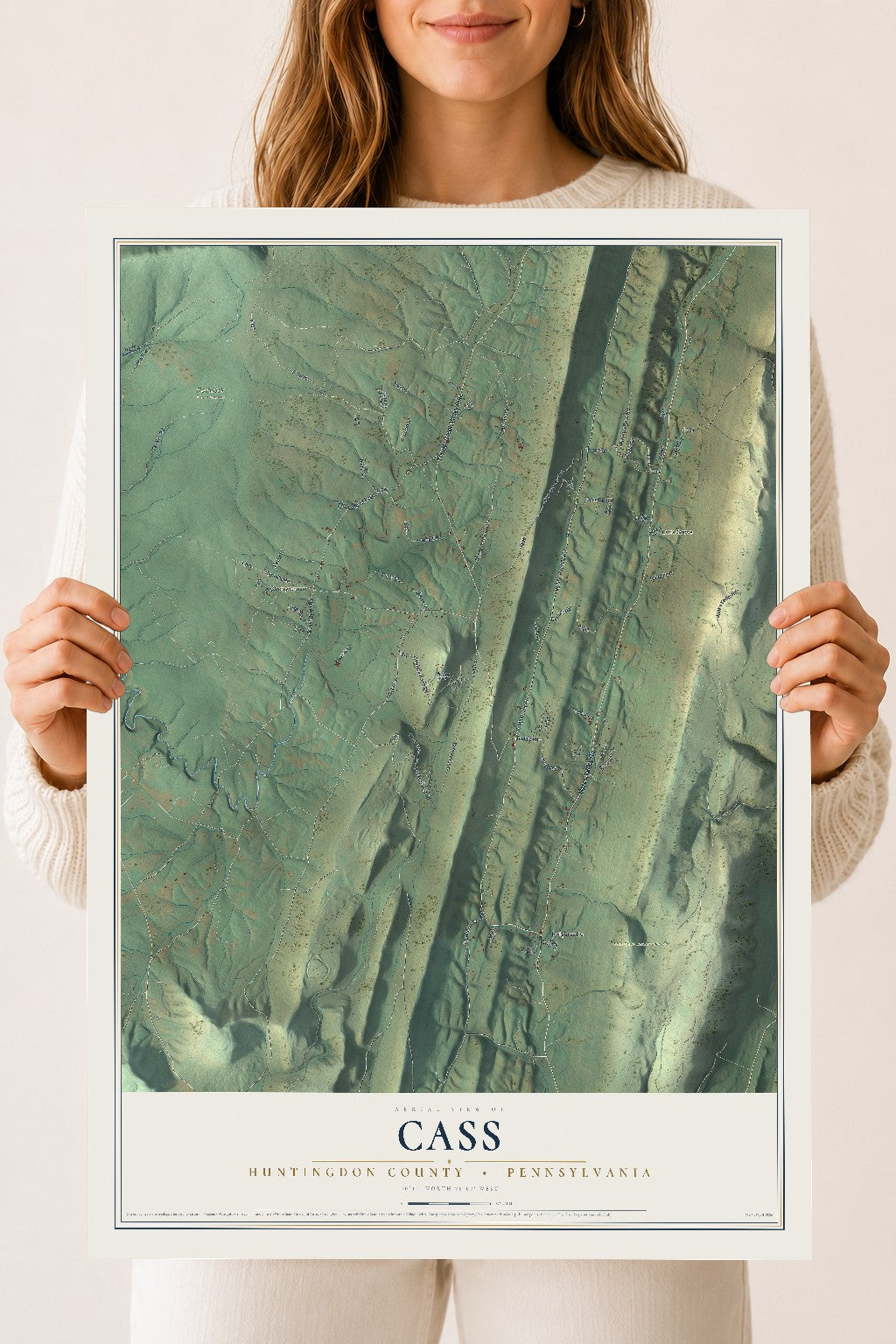 Map of Cass, Huntingdon County, Pennsylvania, 18 x 24 inch unframed archival matte print