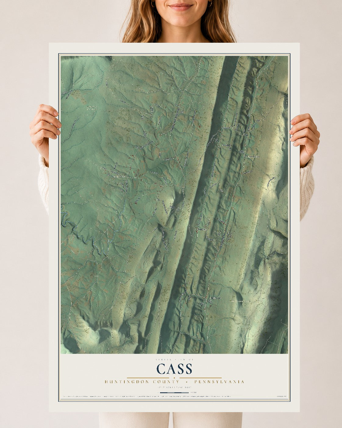 Map of Cass, Huntingdon County, Pennsylvania, 24 x 36 inch unframed archival matte print