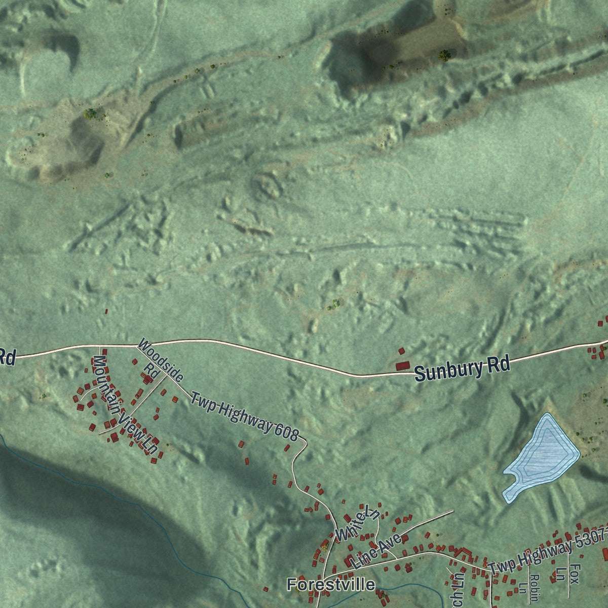 Second close-up of the map of Cass, Schuylkill County, Pennsylvania print showing more streets and buildings