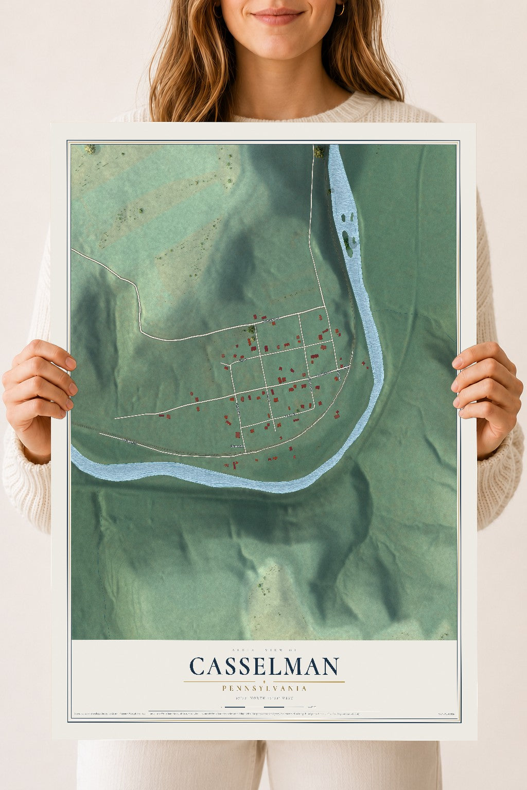 Map of Casselman, Pennsylvania, 18 x 24 inch unframed archival matte print