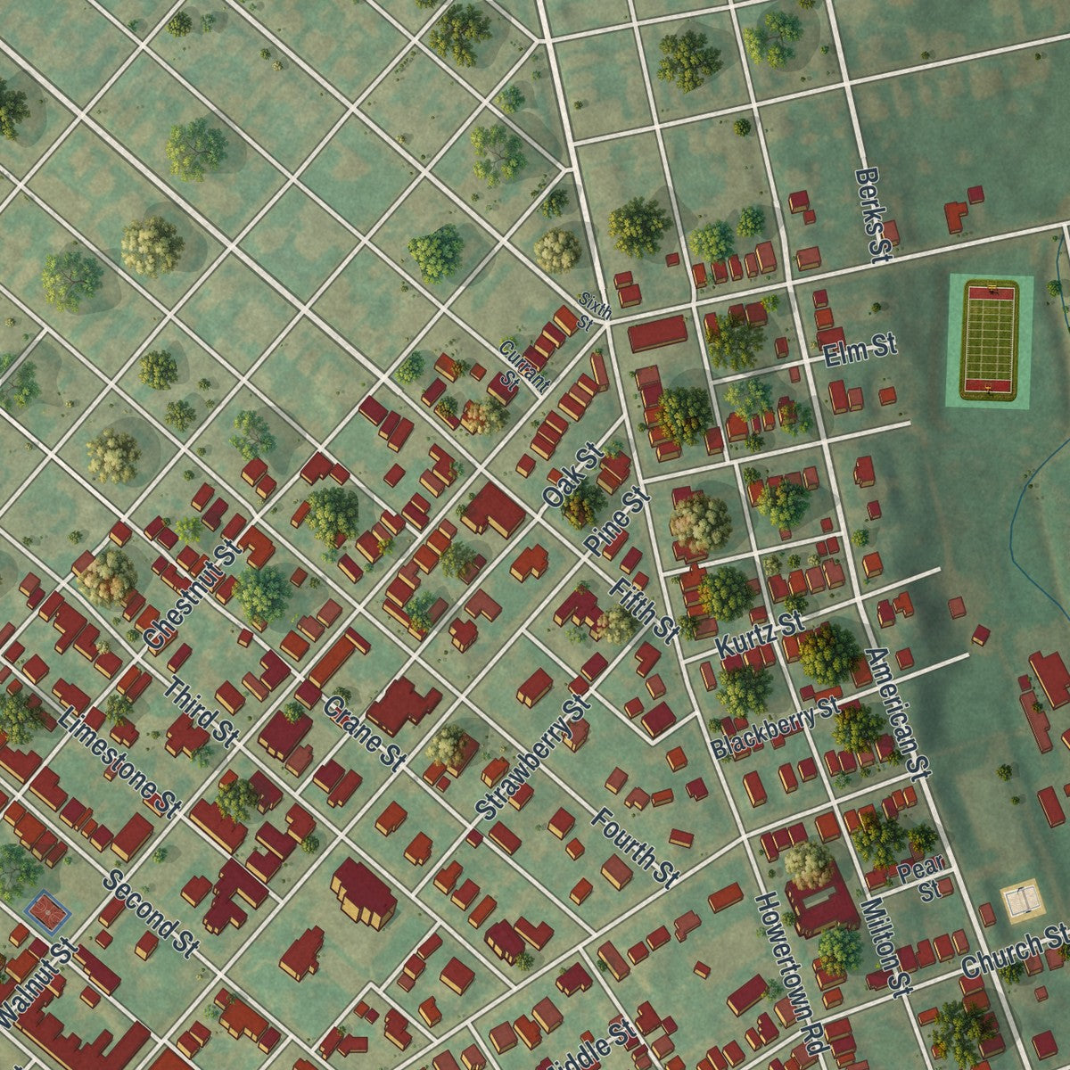 Close-up of the map of Catasauqua, Pennsylvania print showing street and building detail