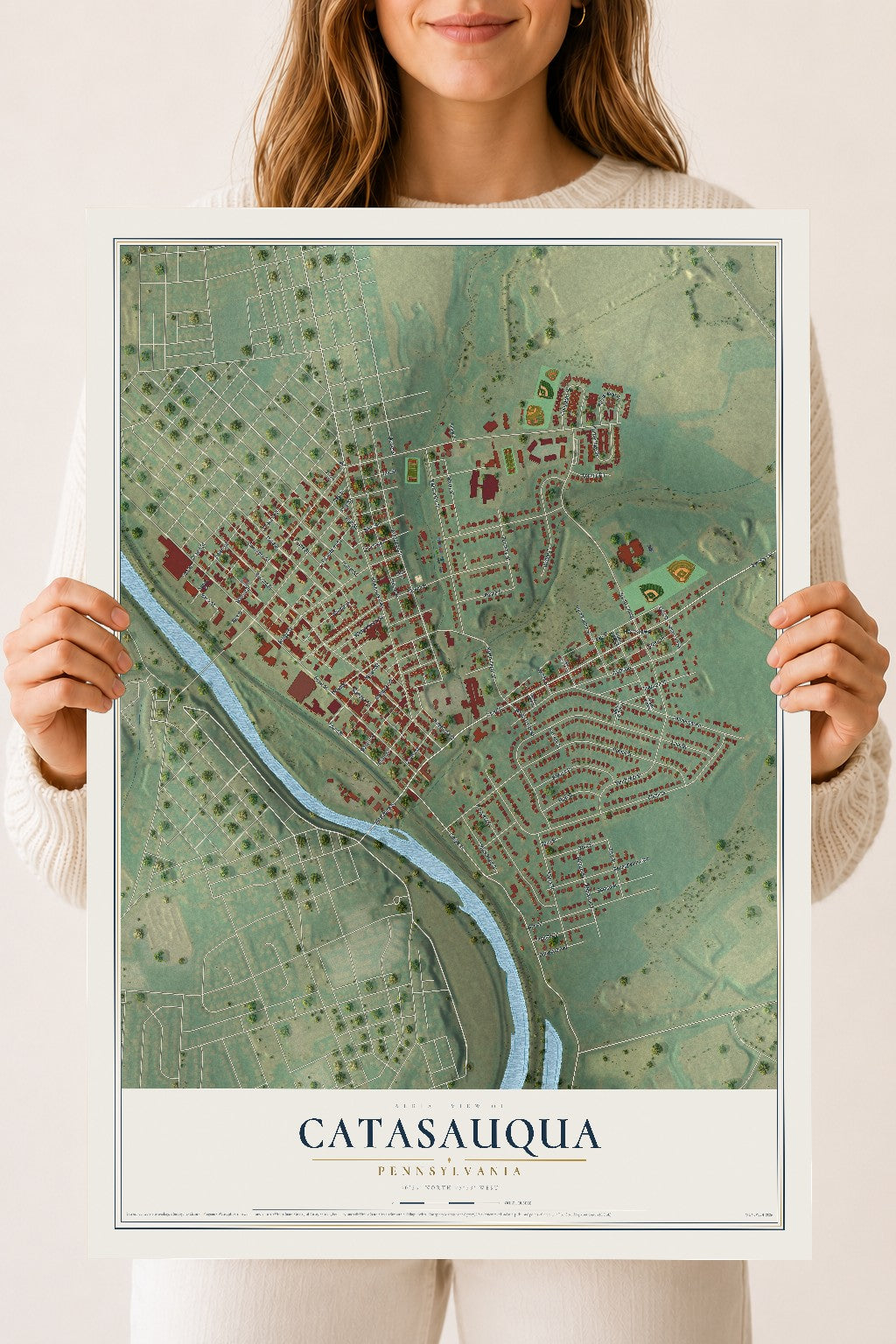 Map of Catasauqua, Pennsylvania, 18 x 24 inch unframed archival matte print