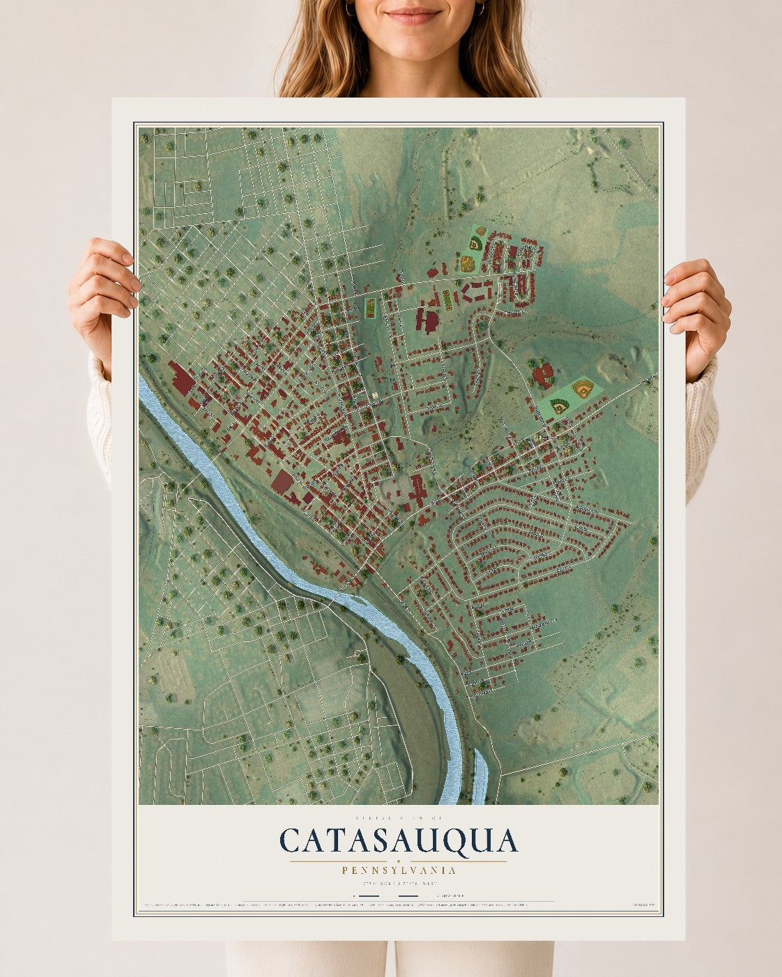 Map of Catasauqua, Pennsylvania, 24 x 36 inch unframed archival matte print