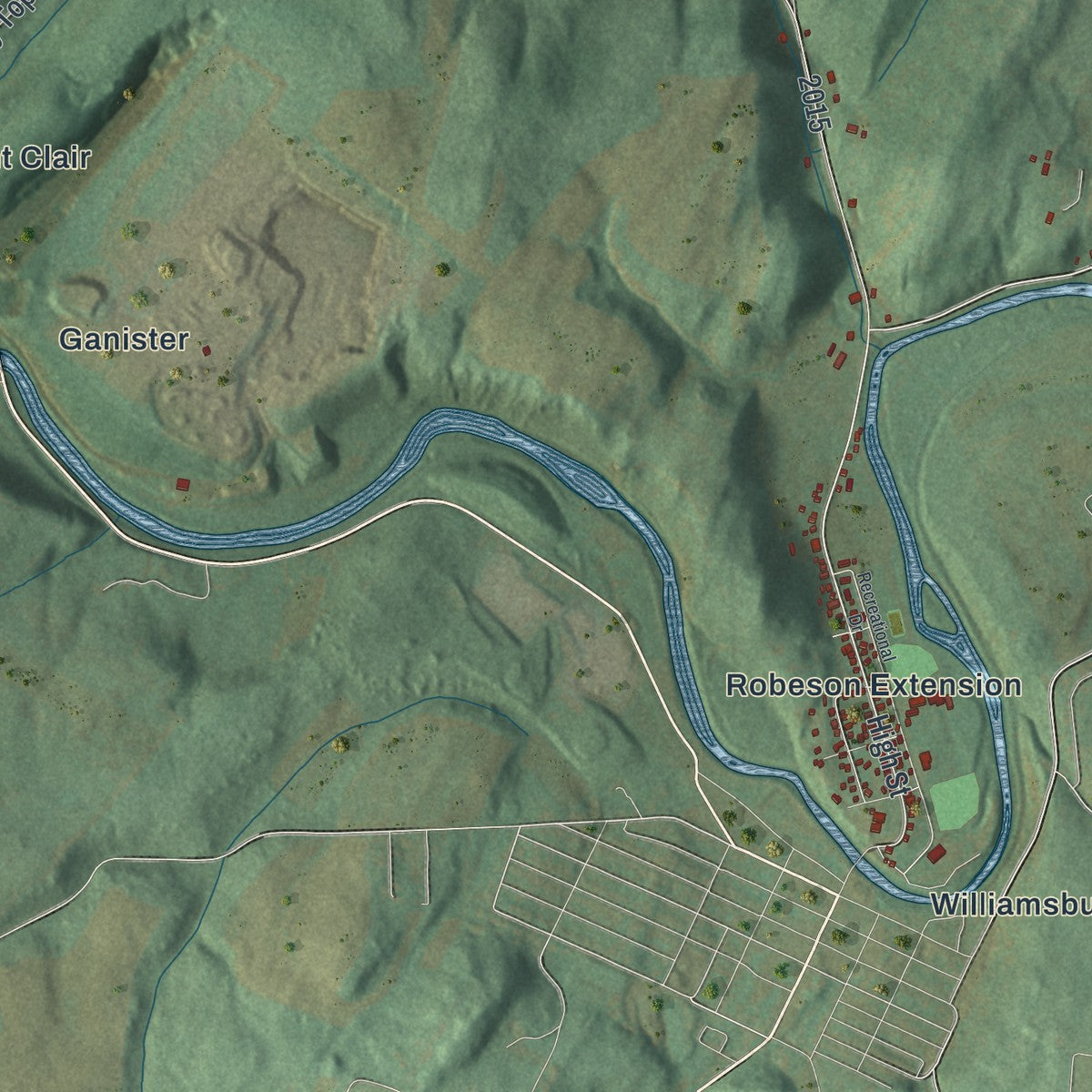 Close-up of the map of Catharine, Pennsylvania print showing street and building detail