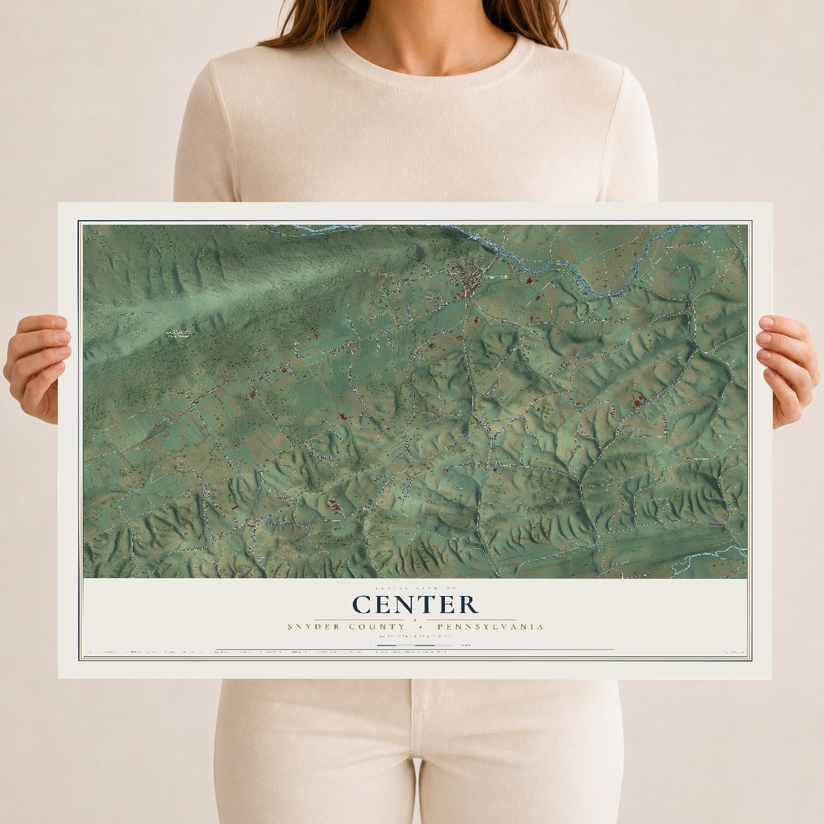 Map of Center, Snyder County, Pennsylvania, 12 x 18 inch unframed archival matte print