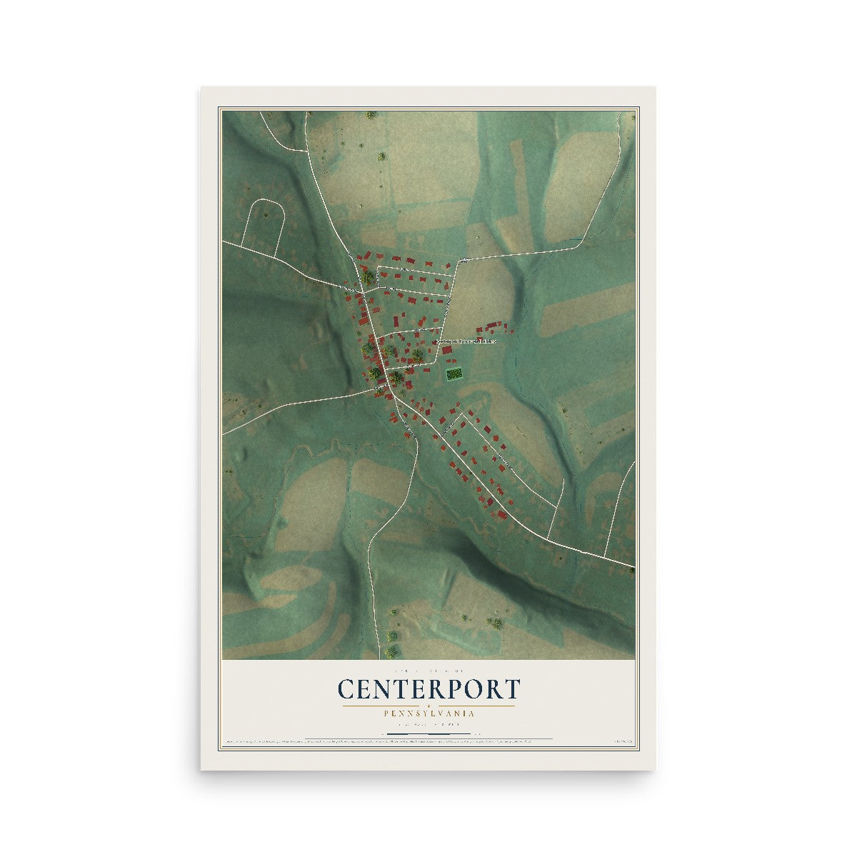 Map of Centerport, Pennsylvania, 12 x 18 inch unframed archival matte print