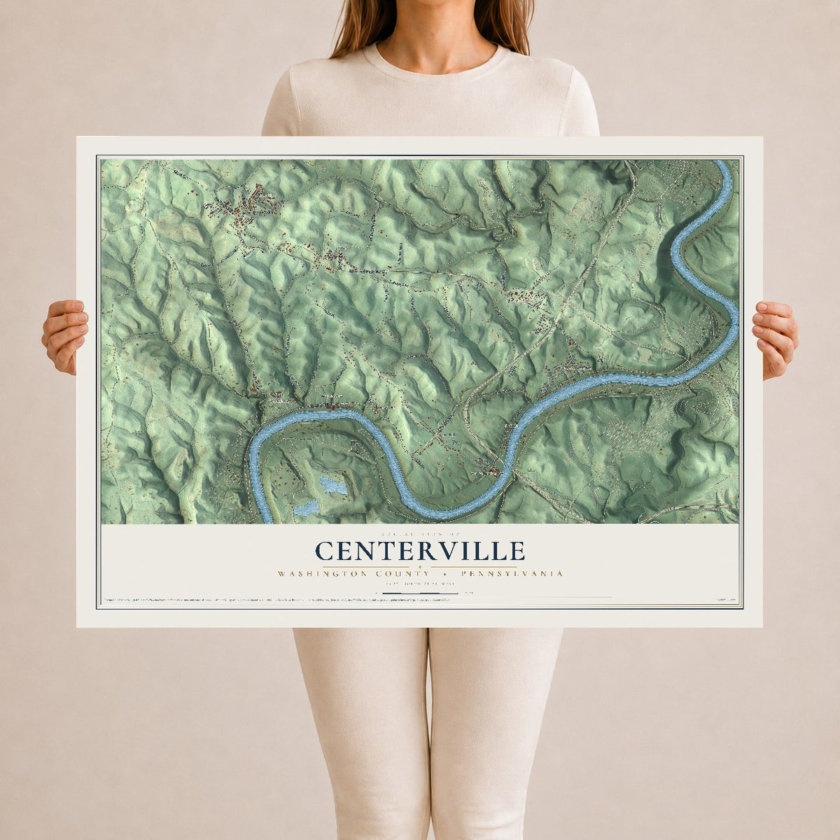 Map of Centerville, Washington County, Pennsylvania, 24 x 36 inch unframed archival matte print