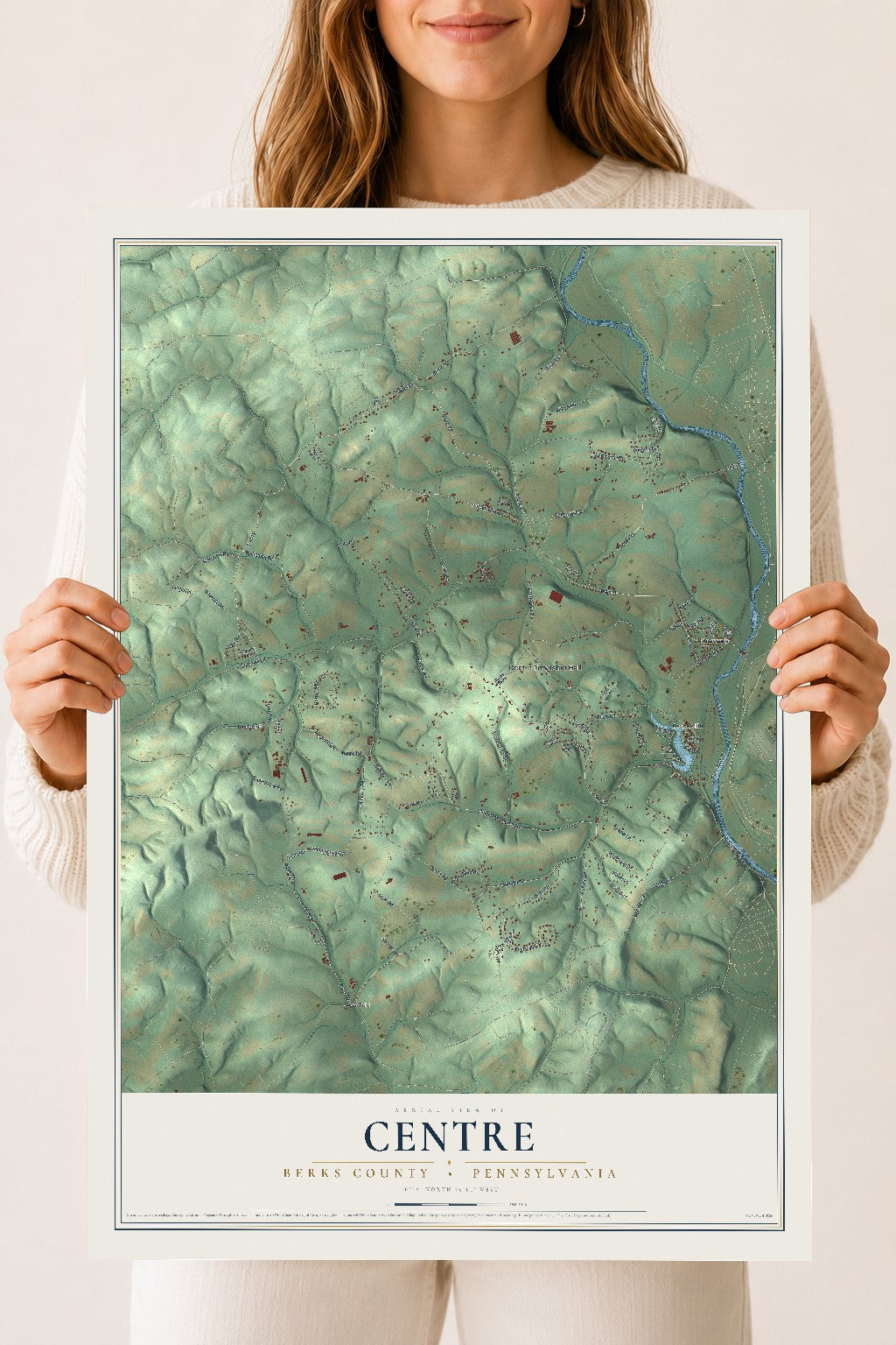 Map of Centre, Berks County, Pennsylvania, 18 x 24 inch unframed archival matte print