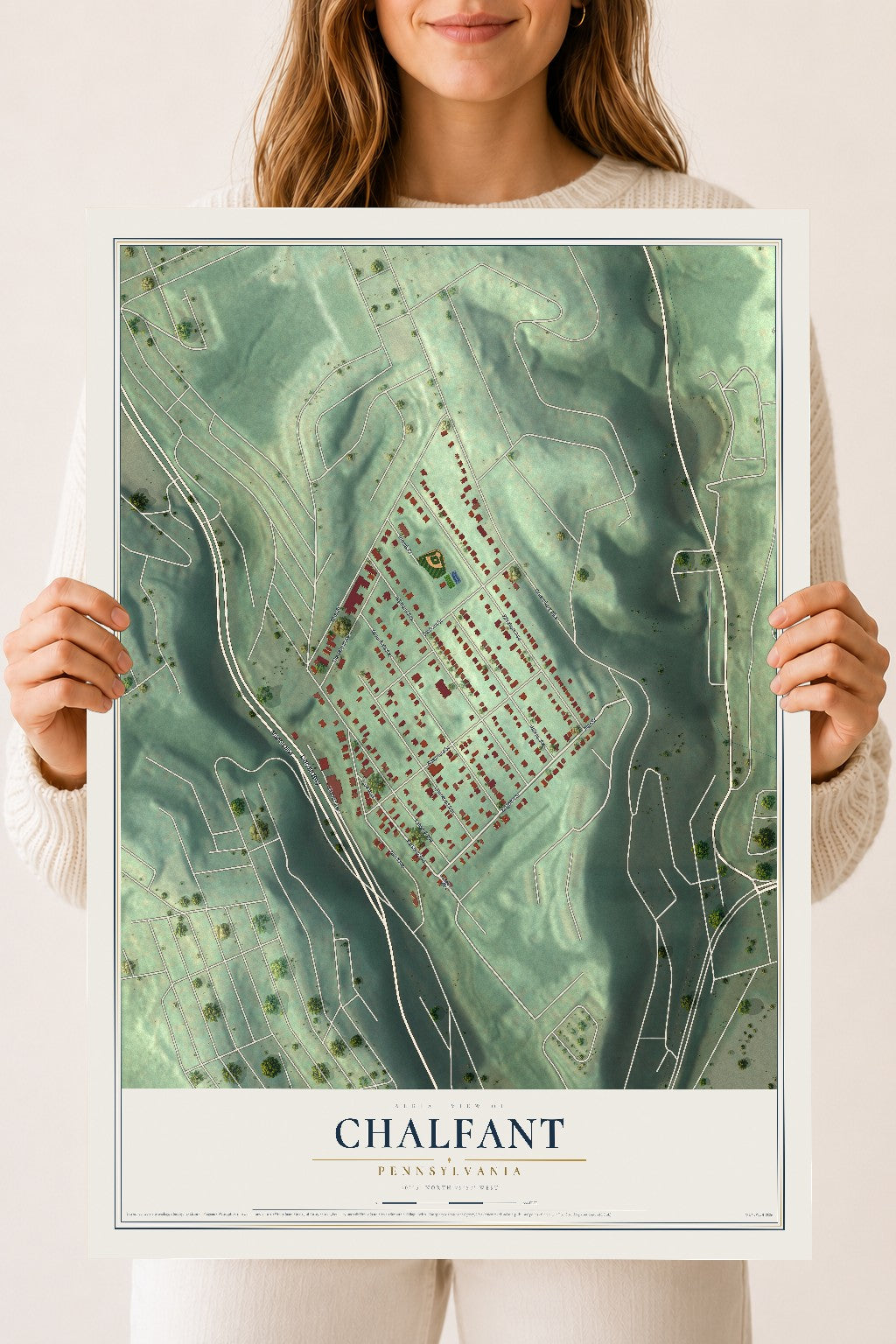 Map of Chalfant, Pennsylvania, 18 x 24 inch unframed archival matte print