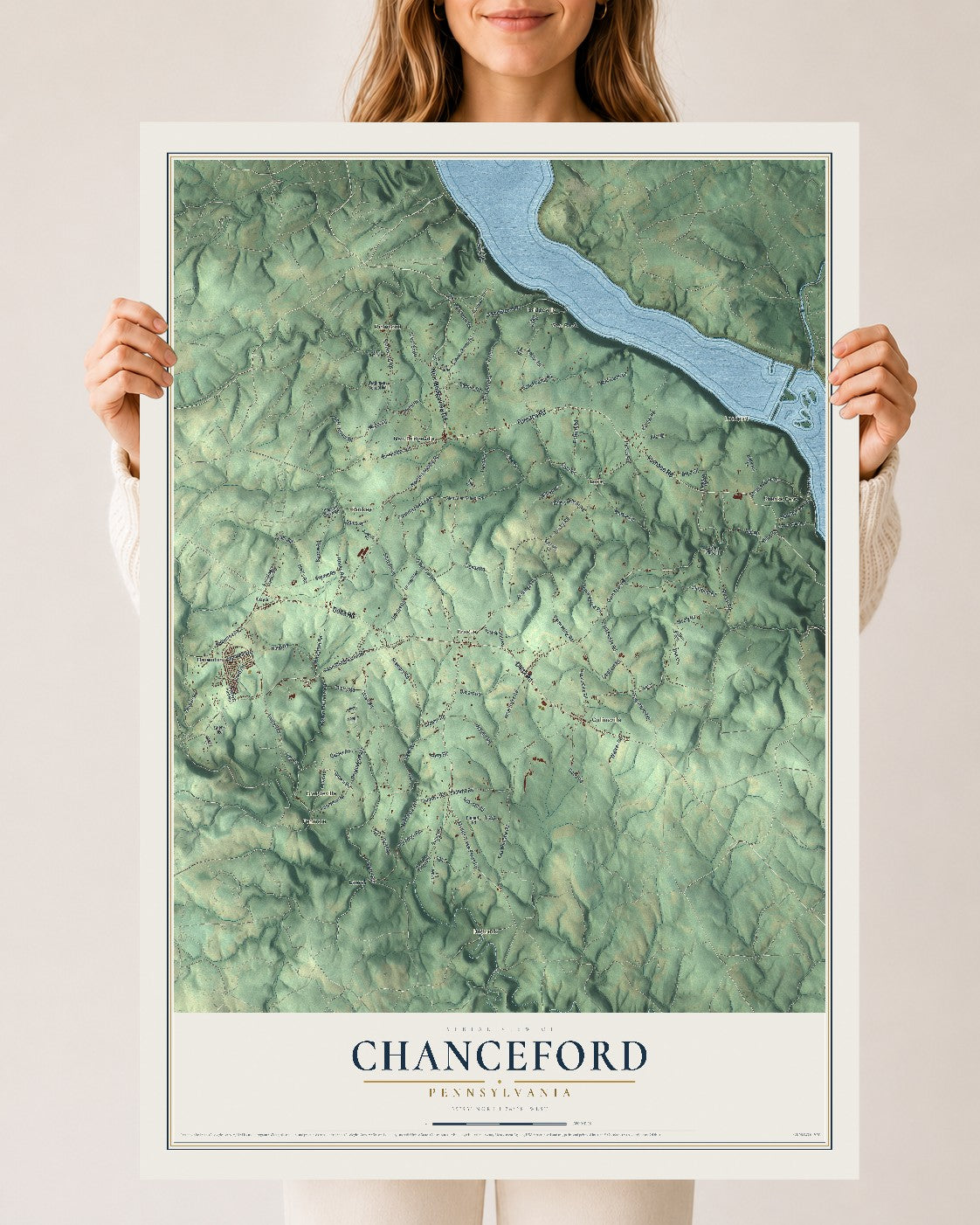 Map of Chanceford, Pennsylvania, 24 x 36 inch unframed archival matte print