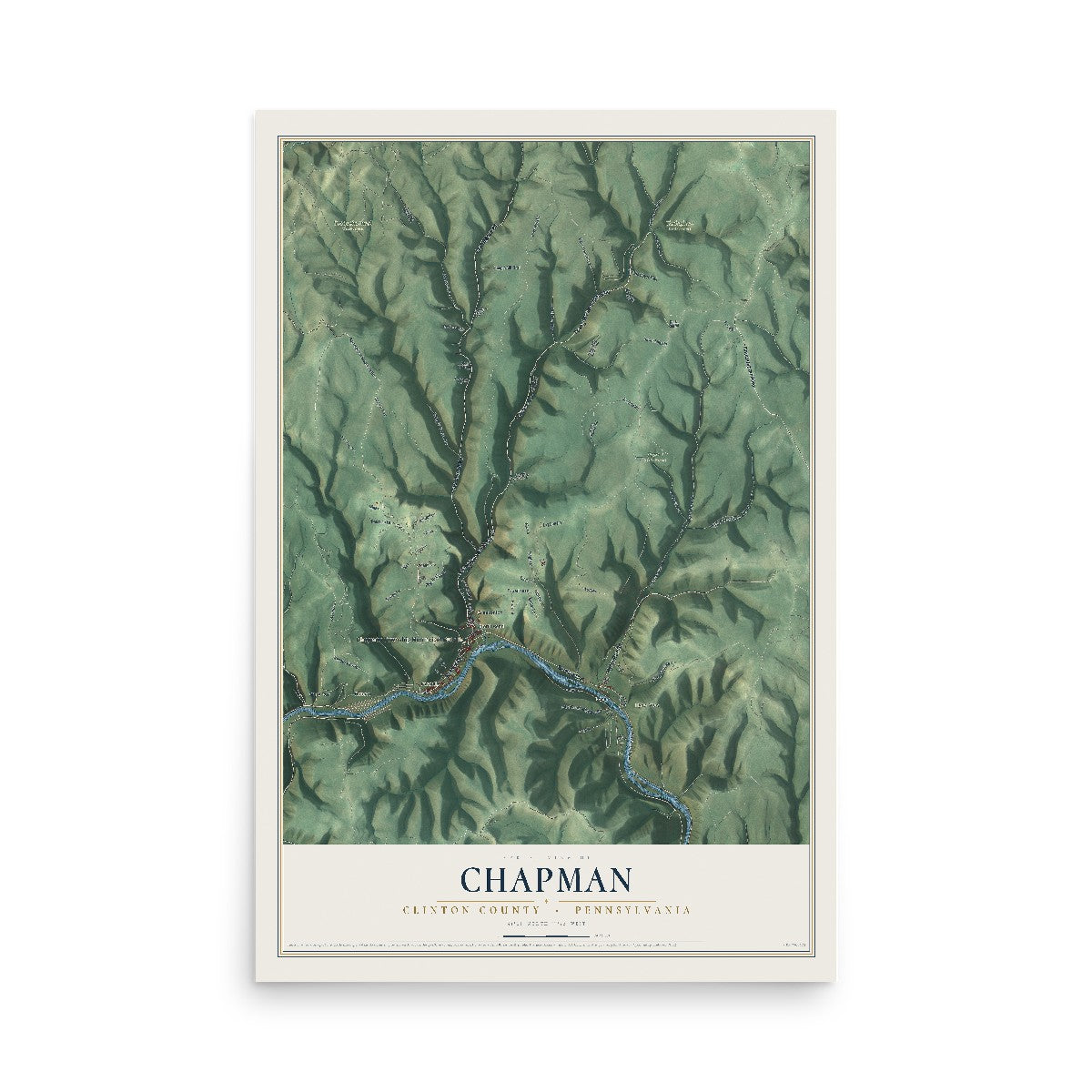 Map of Chapman, Clinton County, Pennsylvania, 12 x 18 inch unframed archival matte print