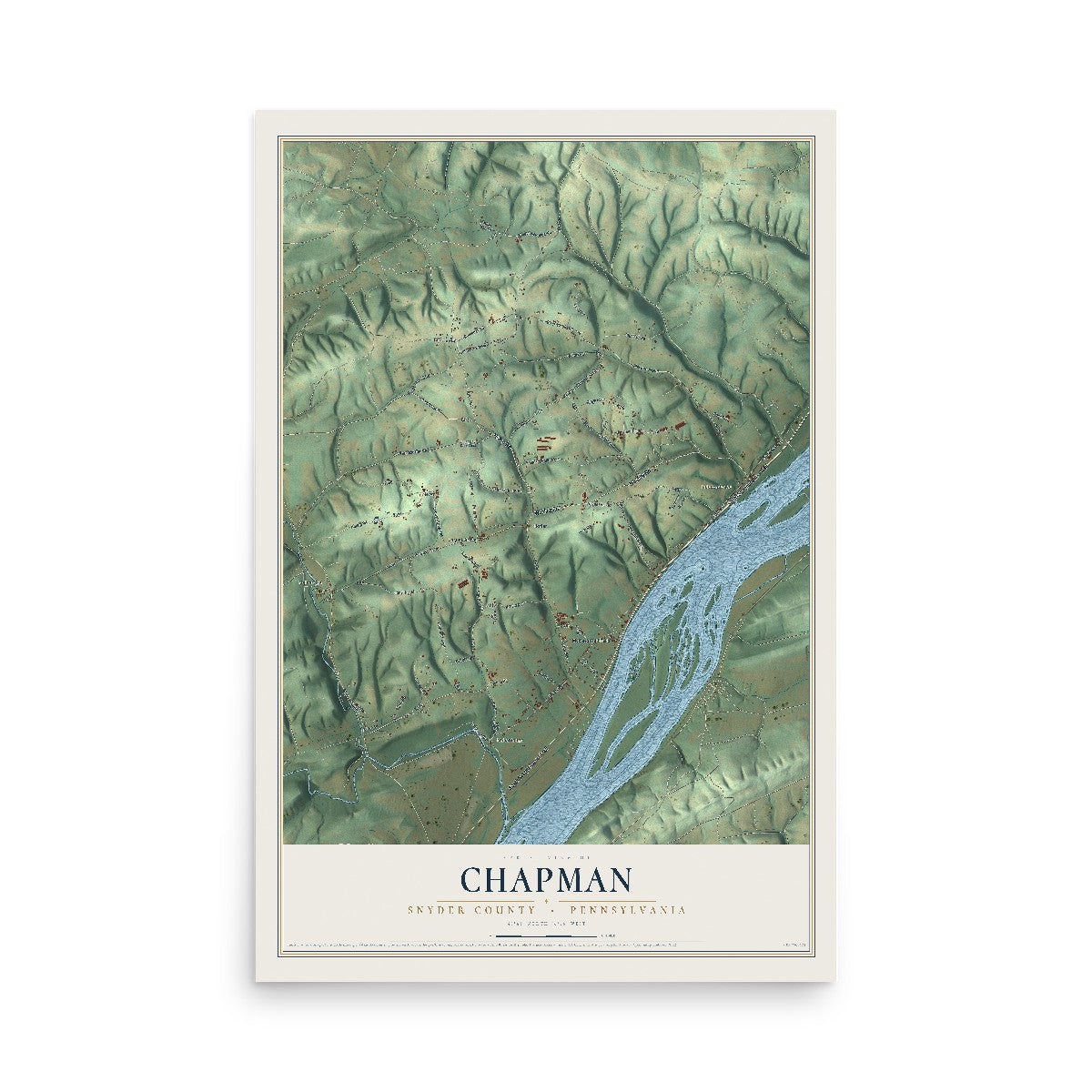 Map of Chapman, Snyder County, Pennsylvania, 12 x 18 inch unframed archival matte print
