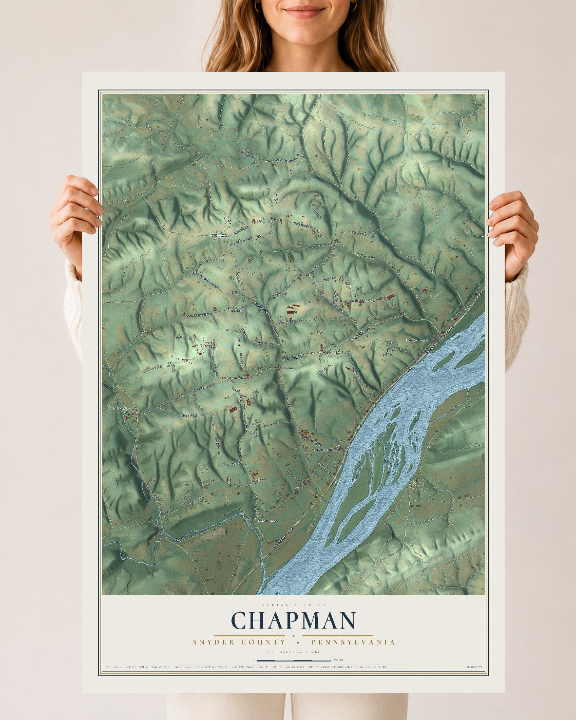 Map of Chapman, Snyder County, Pennsylvania, 24 x 36 inch unframed archival matte print