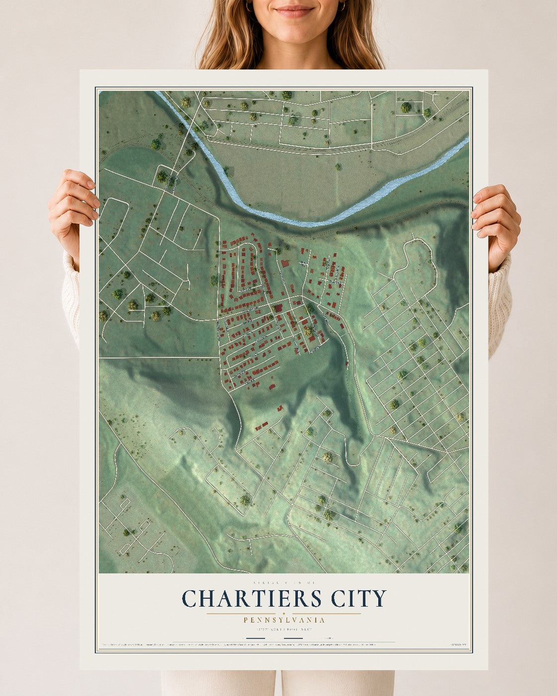 Map of Chartiers City, Pennsylvania, 24 x 36 inch unframed archival matte print