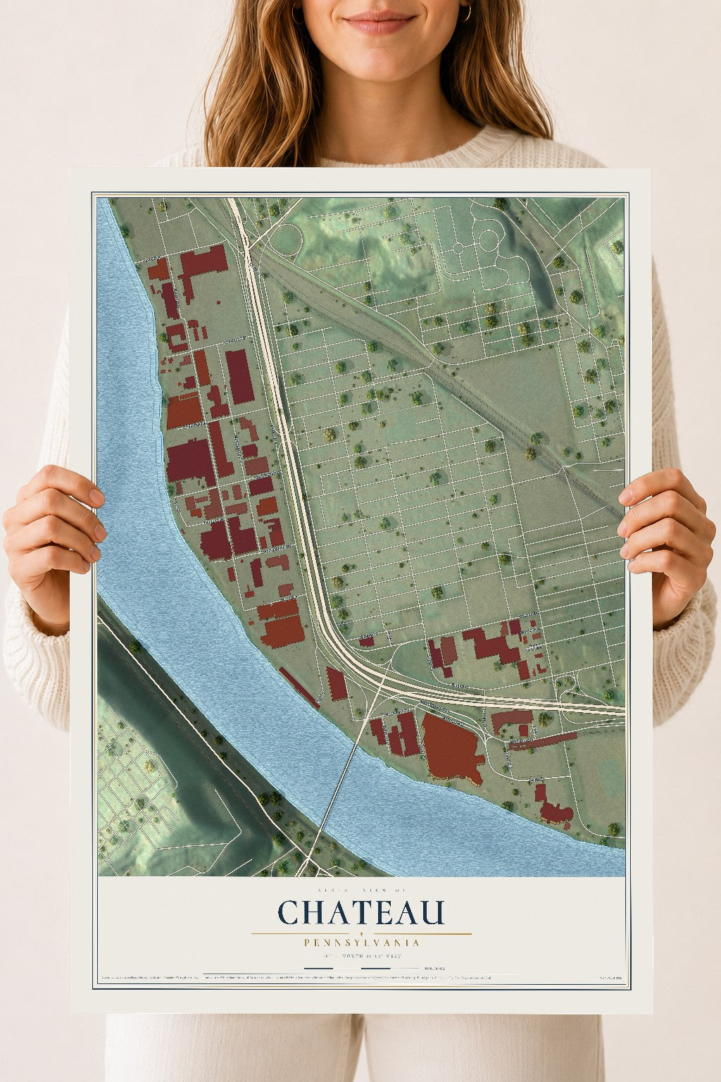 Map of Chateau, Pennsylvania, 18 x 24 inch unframed archival matte print