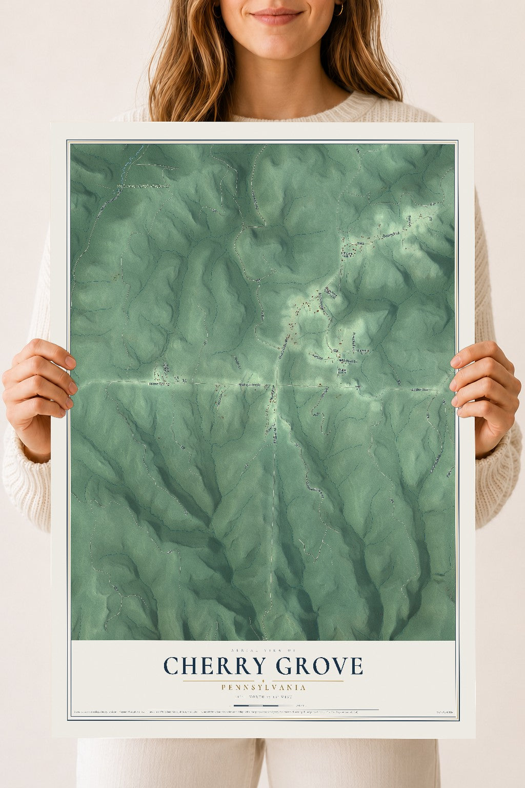 Map of Cherry Grove, Pennsylvania, 18 x 24 inch unframed archival matte print