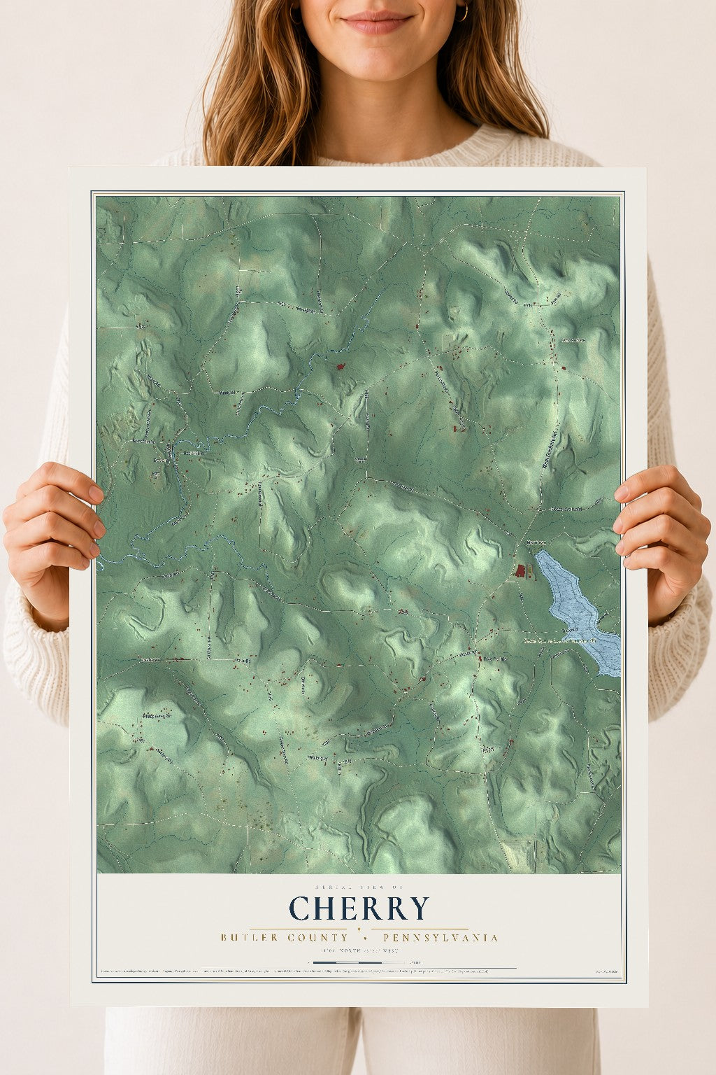 Map of Cherry, Butler County, Pennsylvania, 18 x 24 inch unframed archival matte print