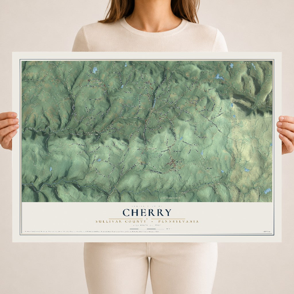 Map of Cherry, Sullivan County, Pennsylvania, 18 x 24 inch unframed archival matte print