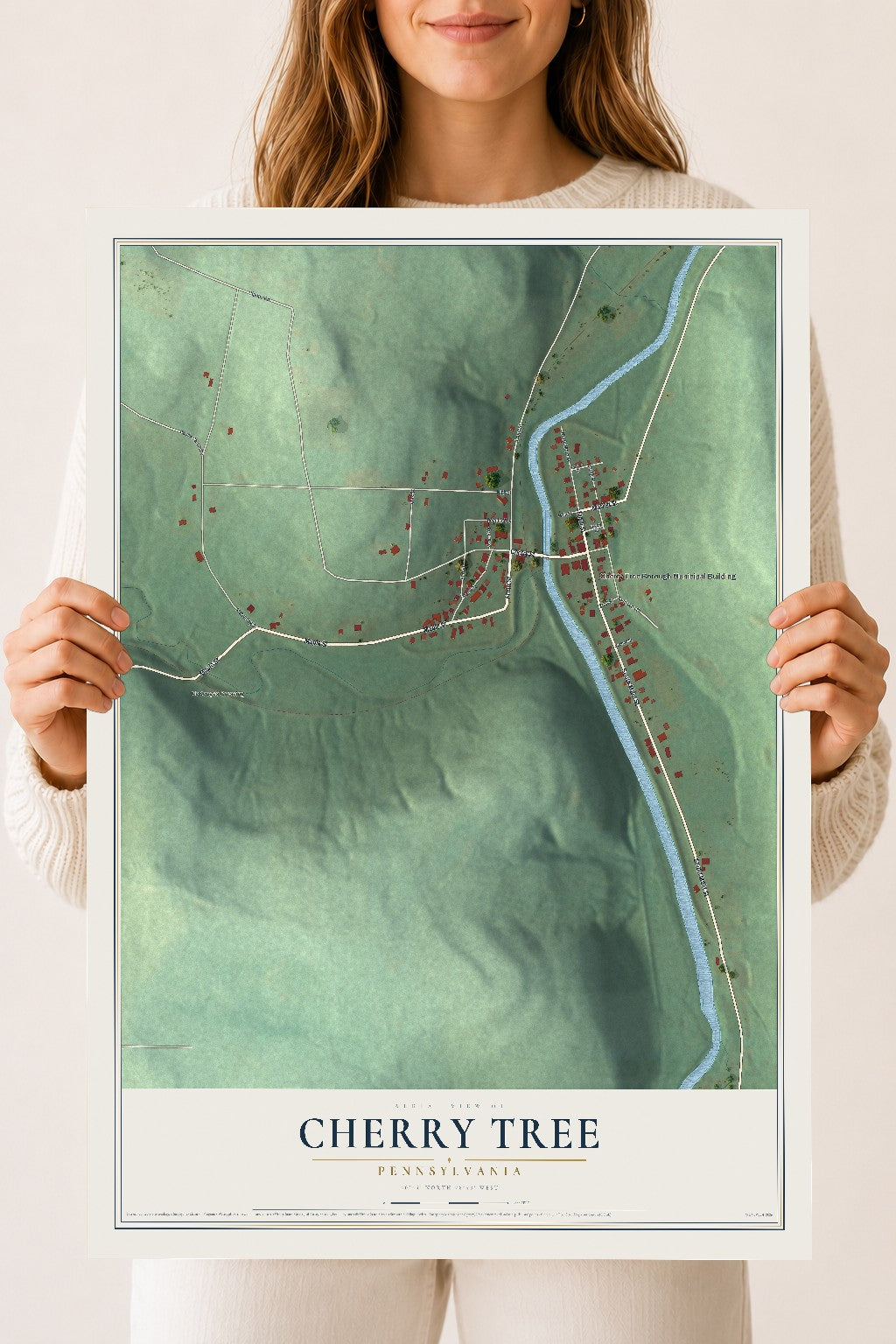 Map of Cherry Tree, Pennsylvania, 18 x 24 inch unframed archival matte print