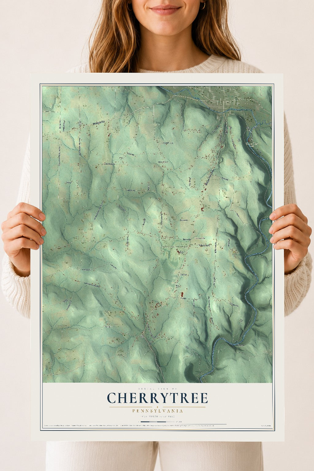 Map of Cherrytree, Pennsylvania, 18 x 24 inch unframed archival matte print