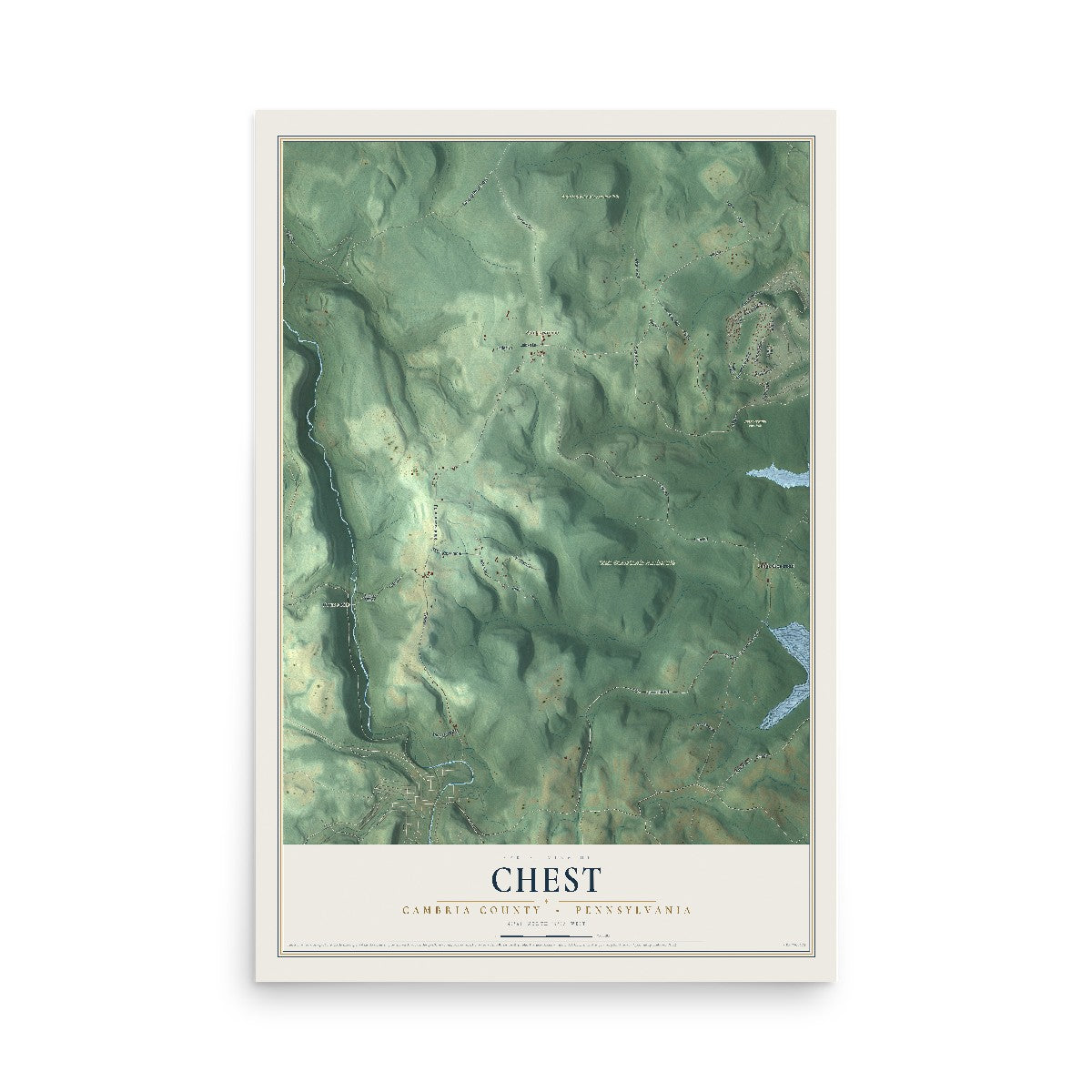 Map of Chest, Cambria County, Pennsylvania, 12 x 18 inch unframed archival matte print