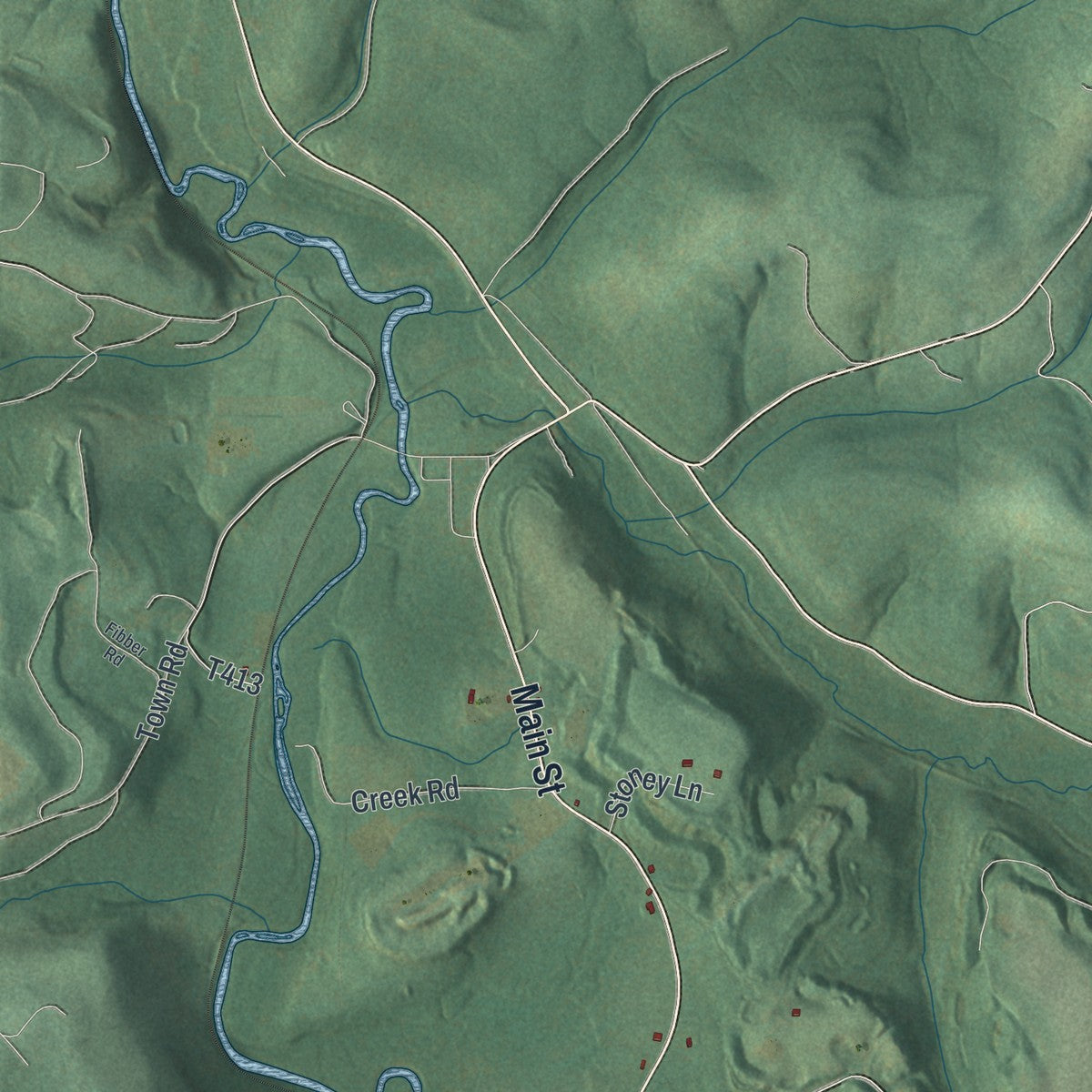Second close-up of the map of Chest, Clearfield County, Pennsylvania print showing more streets and buildings