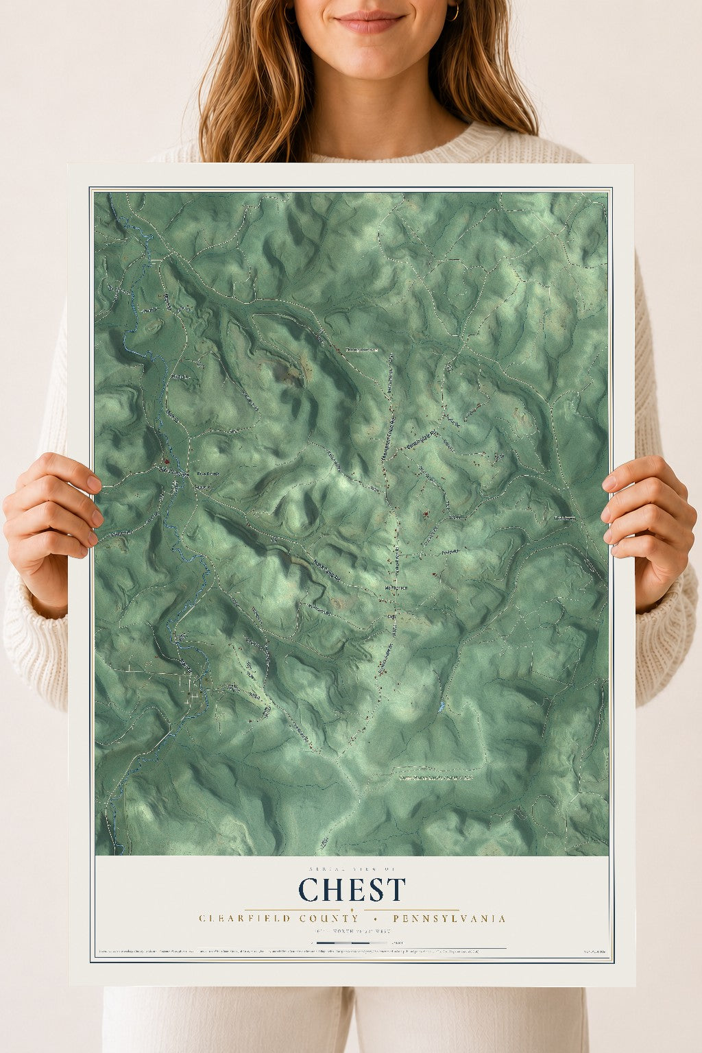 Map of Chest, Clearfield County, Pennsylvania, 18 x 24 inch unframed archival matte print