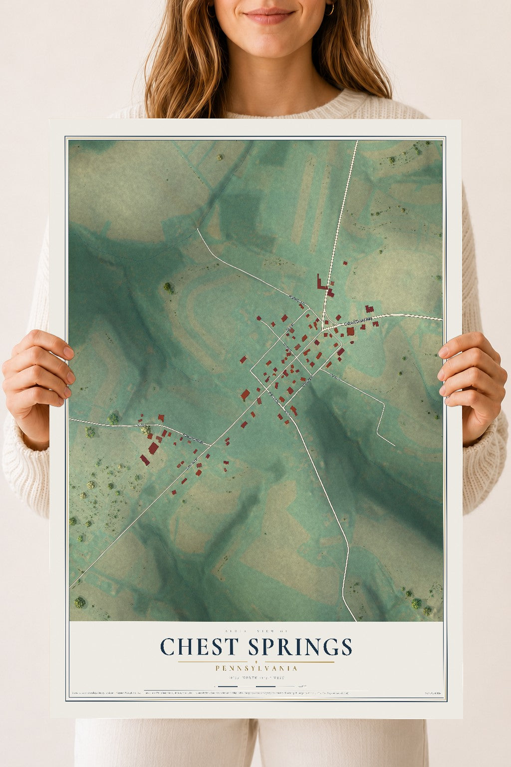 Map of Chest Springs, Pennsylvania, 18 x 24 inch unframed archival matte print