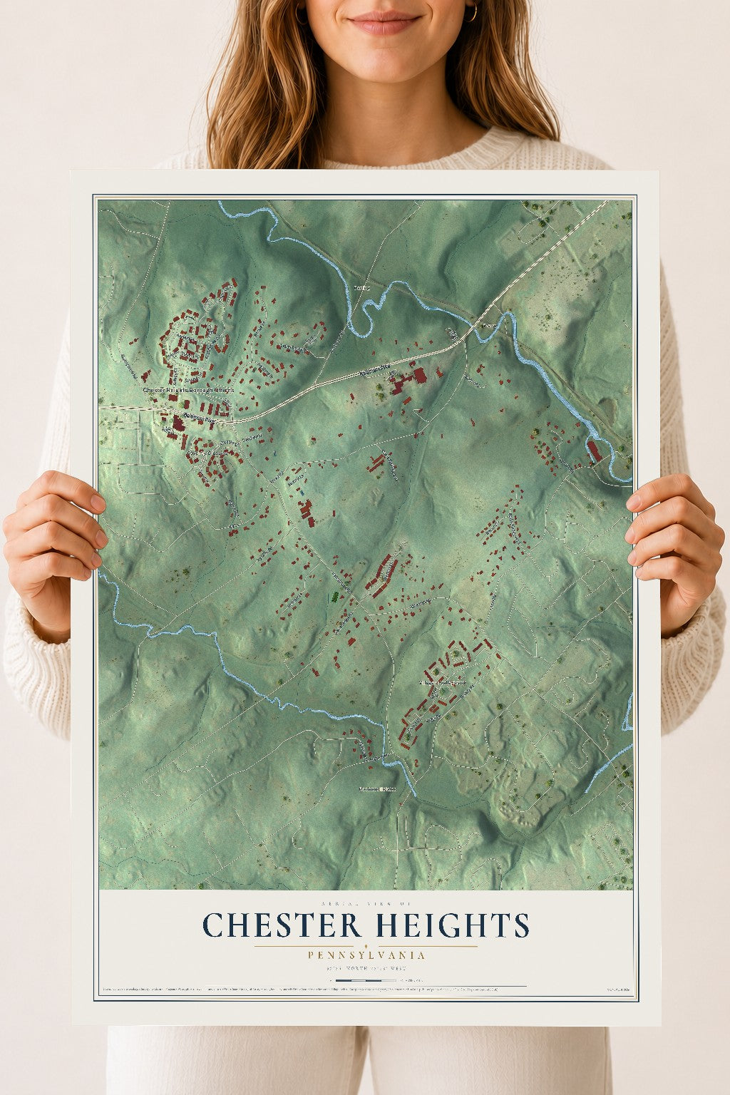 Map of Chester Heights, Pennsylvania, 18 x 24 inch unframed archival matte print