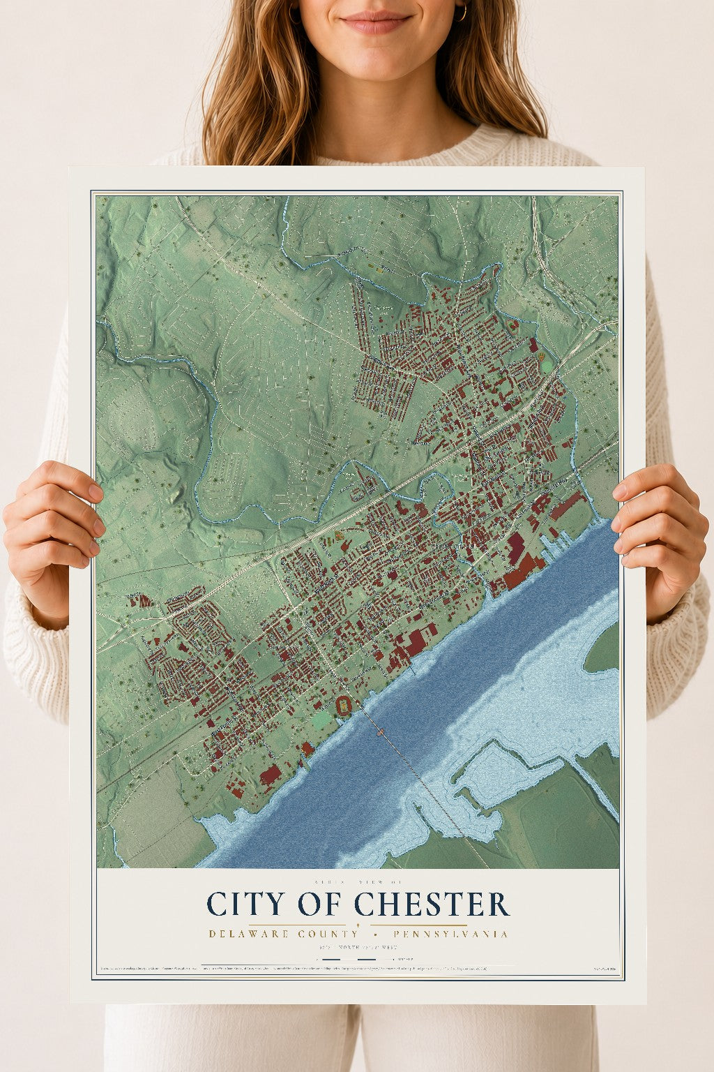 Map of the City of Chester, Delaware County, Pennsylvania, 18 x 24 inch unframed archival matte print