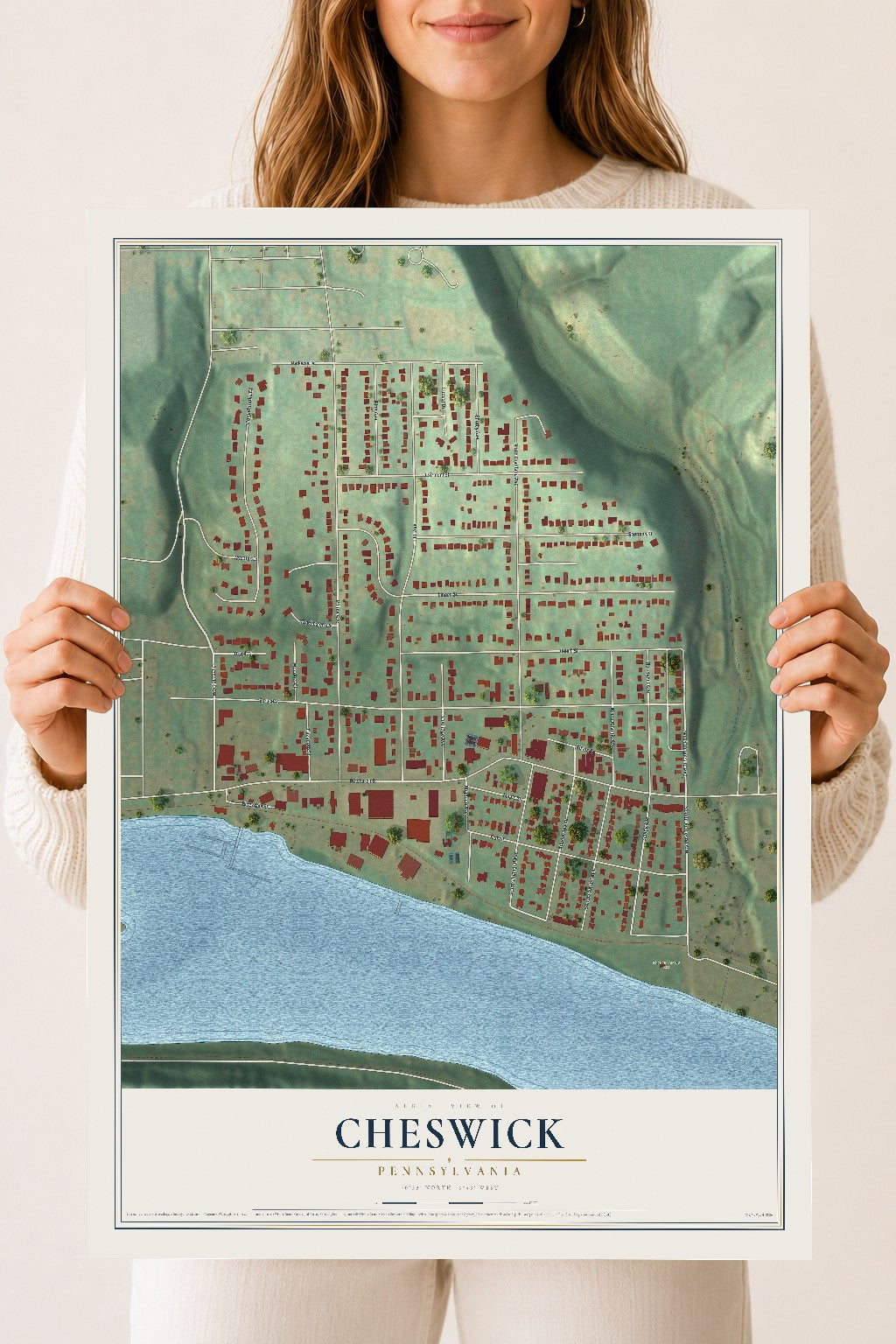 Map of Cheswick, Pennsylvania, 18 x 24 inch unframed archival matte print