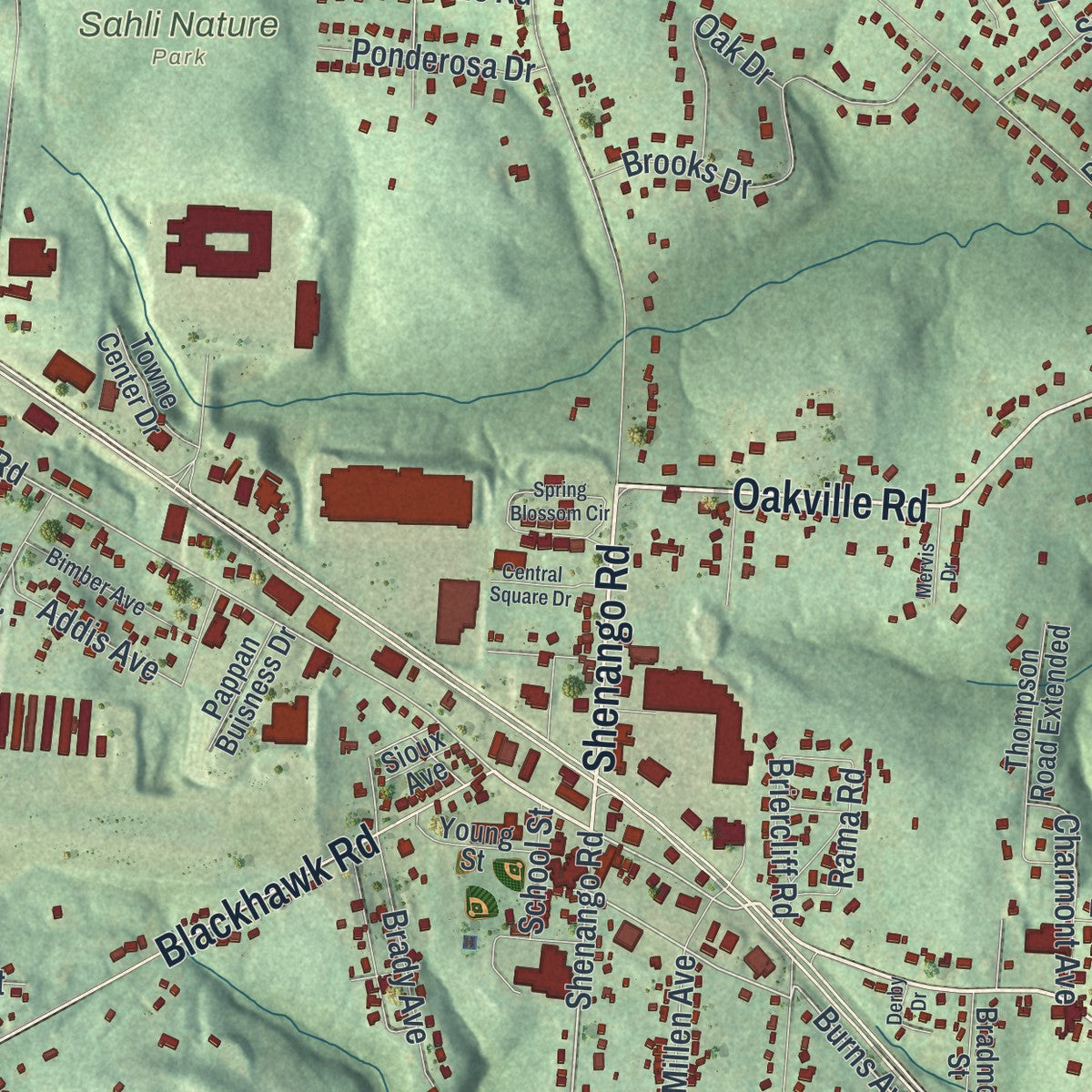 Second close-up of the map of Chippewa, Pennsylvania print showing more streets and buildings