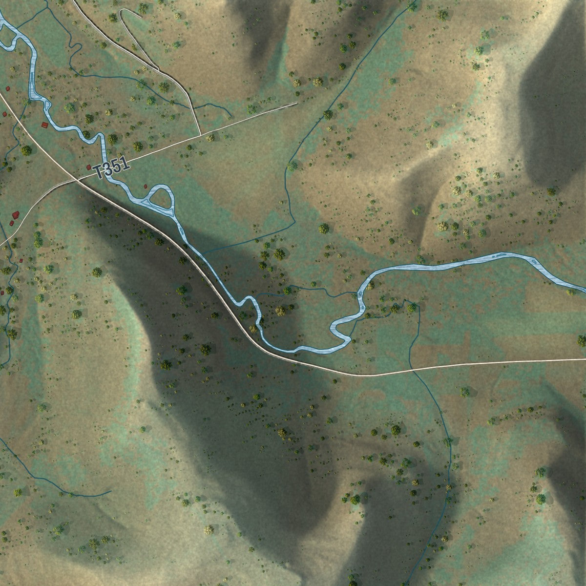 Second close-up of the map of Clara, Pennsylvania print showing more streets and buildings