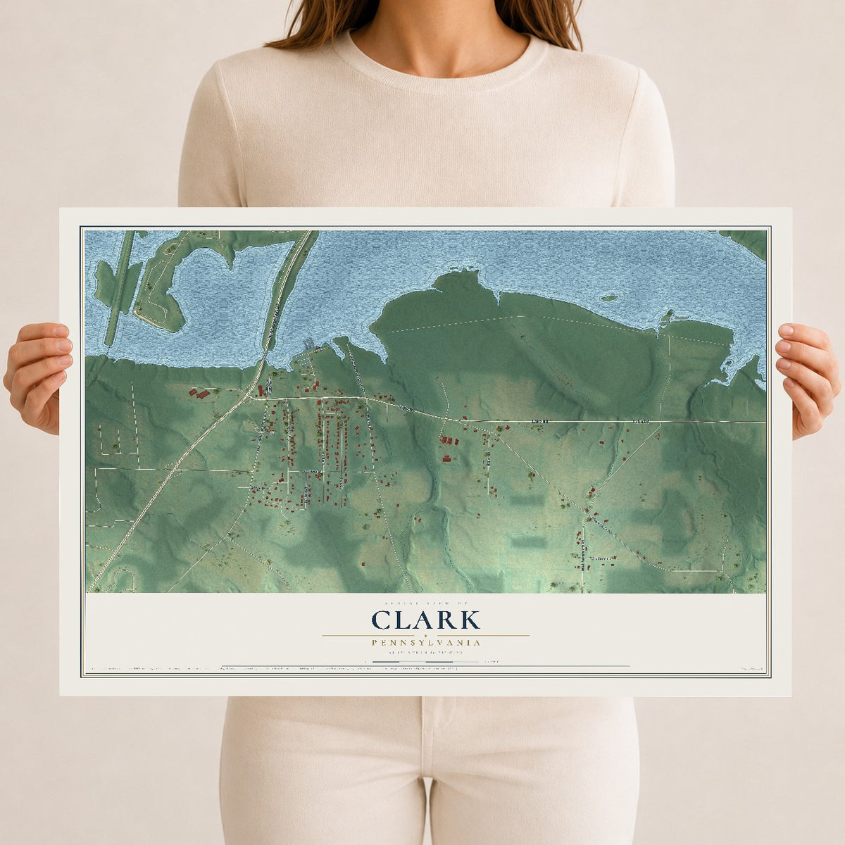 Map of Clark, Pennsylvania, 12 x 18 inch unframed archival matte print
