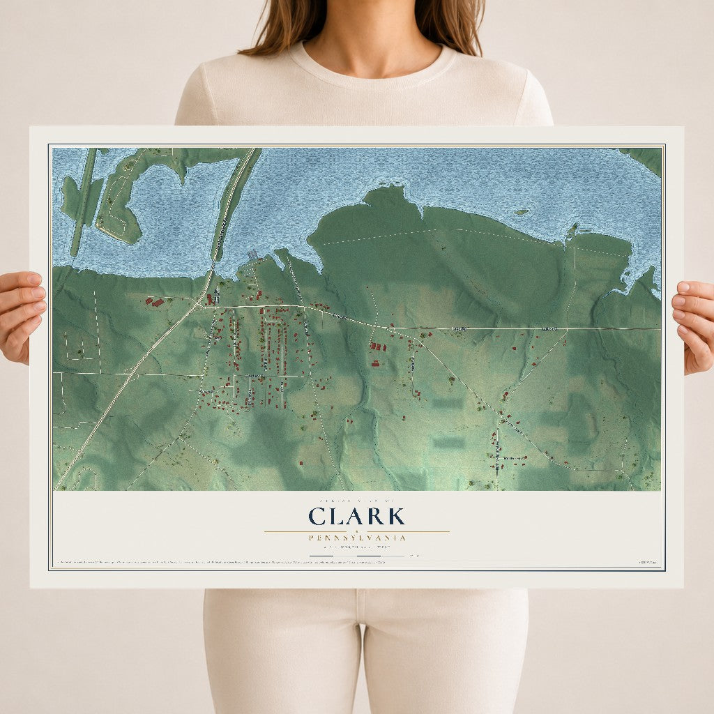 Map of Clark, Pennsylvania, 18 x 24 inch unframed archival matte print