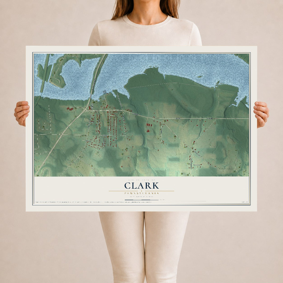 Map of Clark, Pennsylvania, 24 x 36 inch unframed archival matte print
