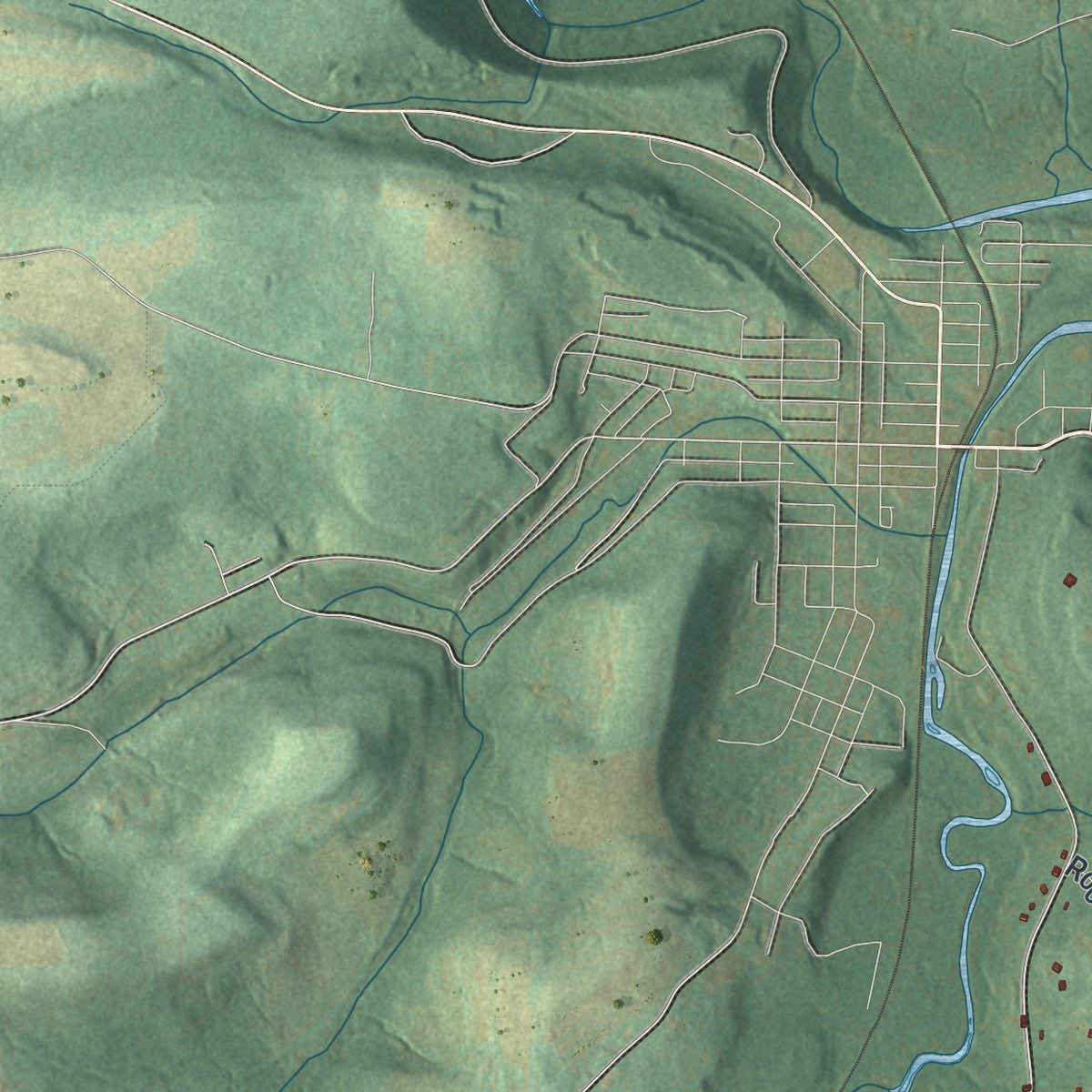 Close-up of the map of Clearfield, Cambria County, Pennsylvania print showing street and building detail