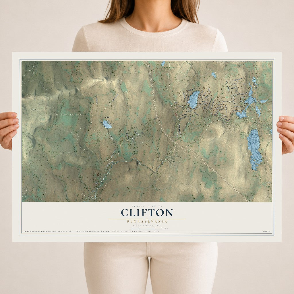 Map of Clifton, Pennsylvania, 18 x 24 inch unframed archival matte print