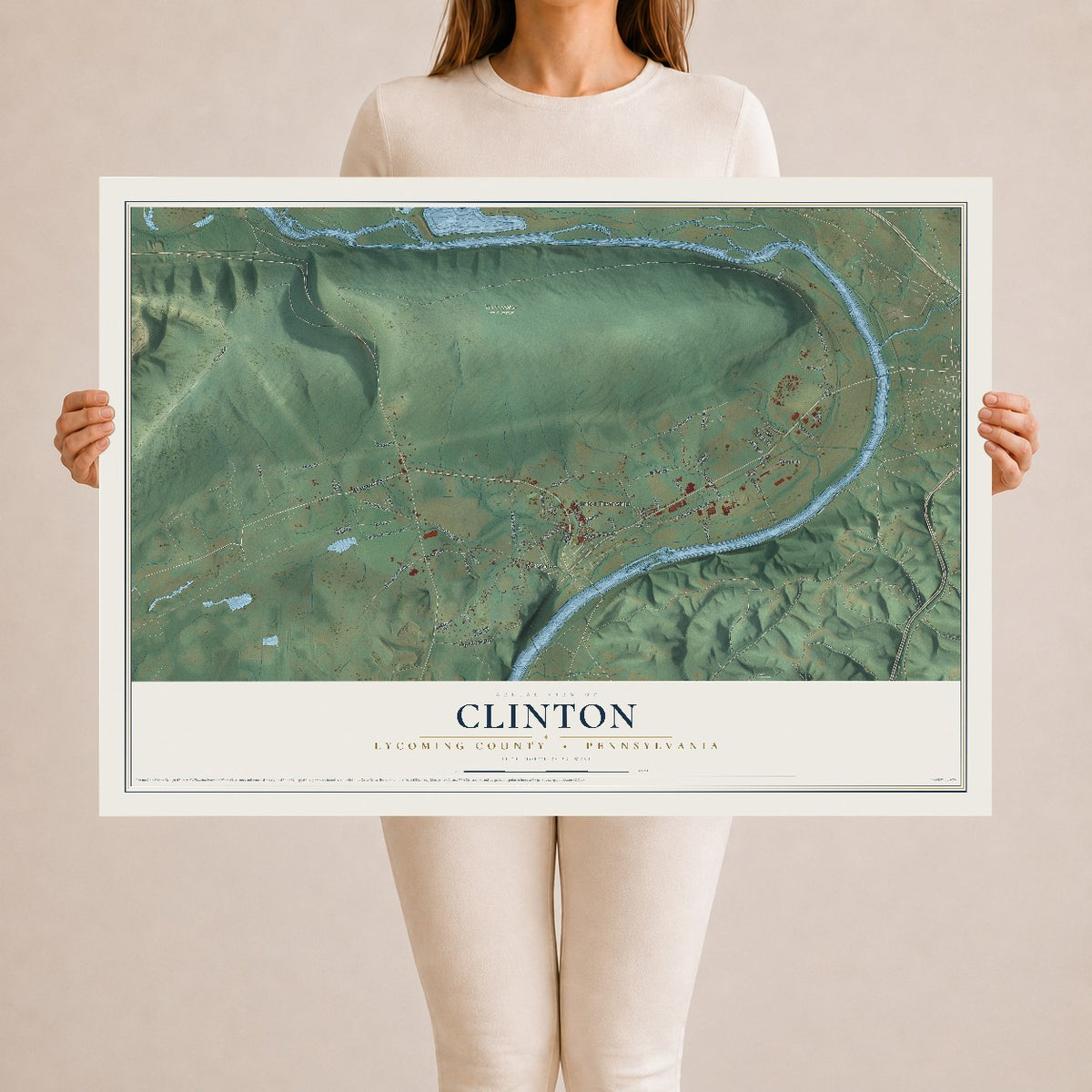 Map of Clinton, Lycoming County, Pennsylvania, 24 x 36 inch unframed archival matte print