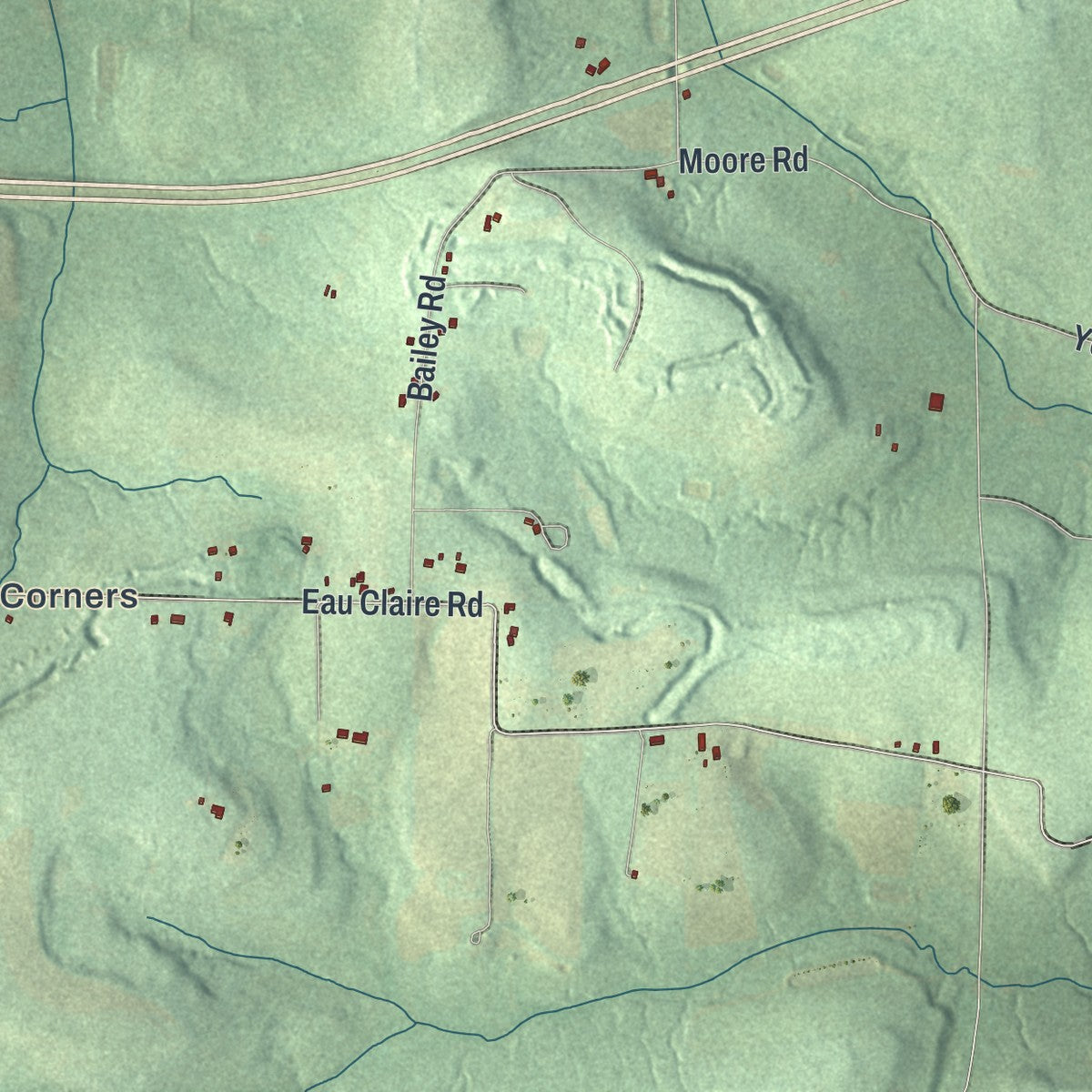 Second close-up of the map of Clinton, Venango County, Pennsylvania print showing more streets and buildings